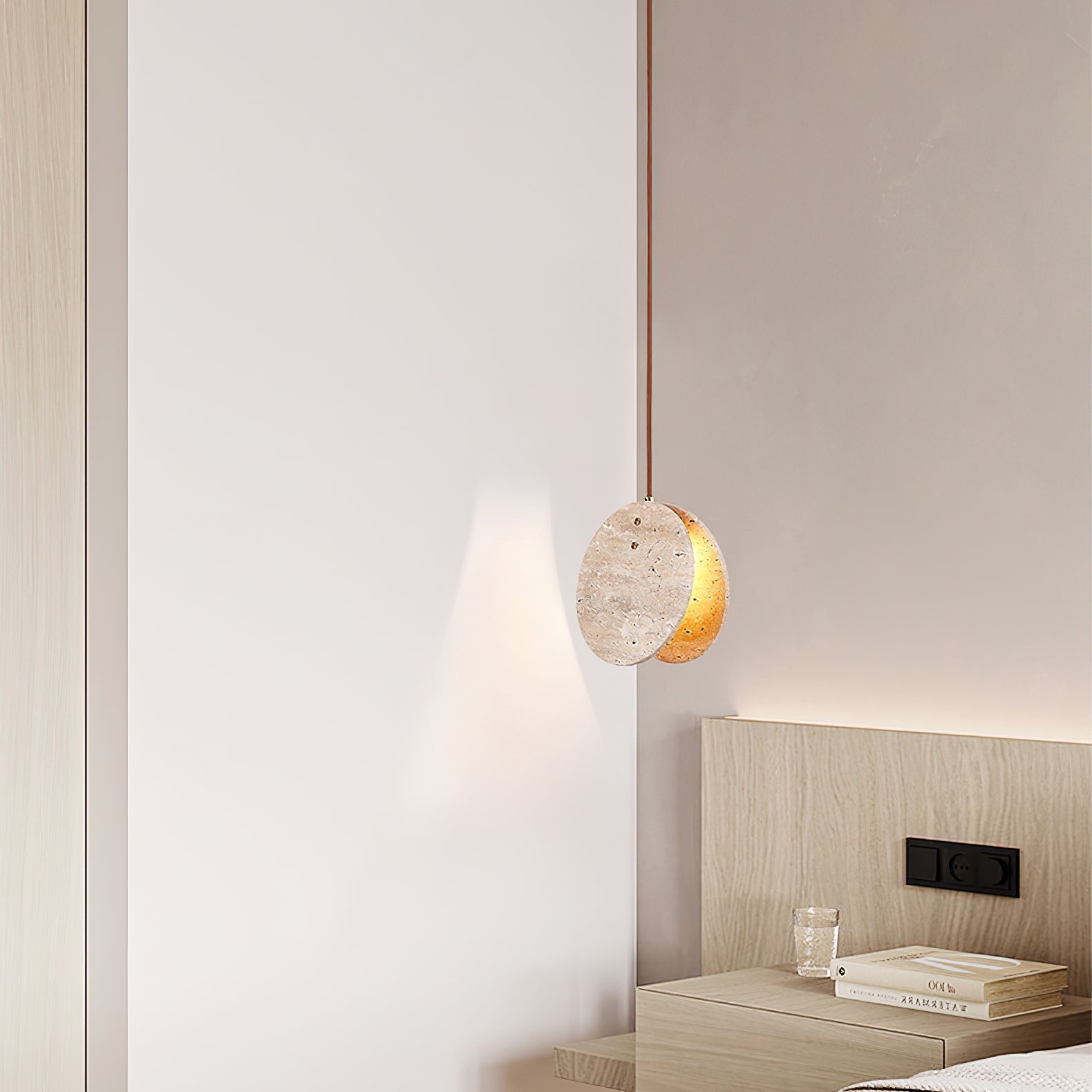 Lunarae Crescent Travertine Pendant Light - Letslighting