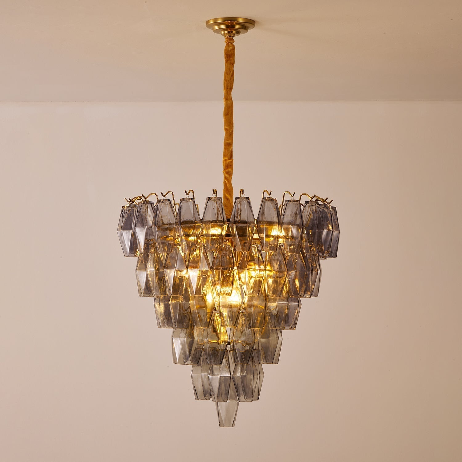 Aurora Chandelier Smoke Gray Inverted Crystal Prism - Letslighting