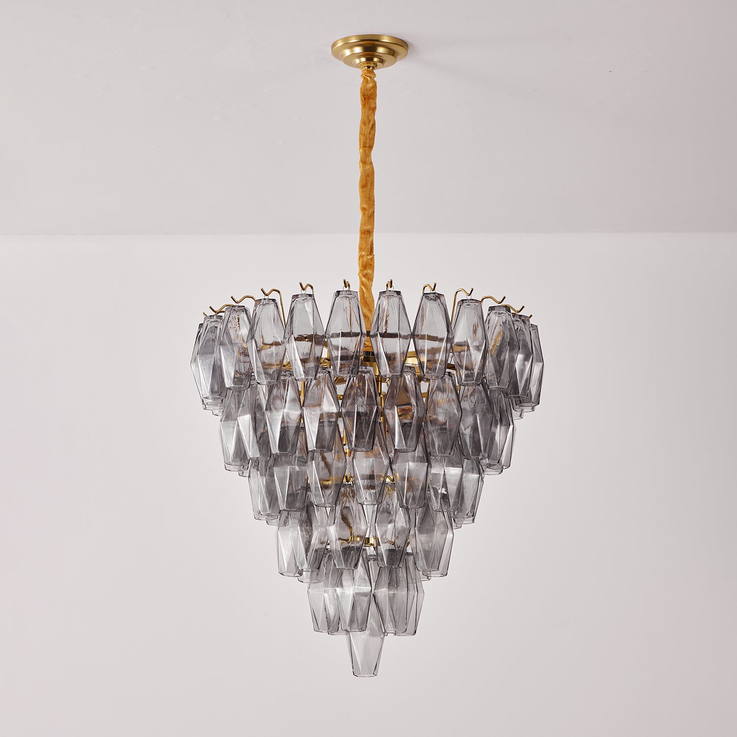 Aurora Chandelier Smoke Gray Inverted Crystal Prism - Letslighting