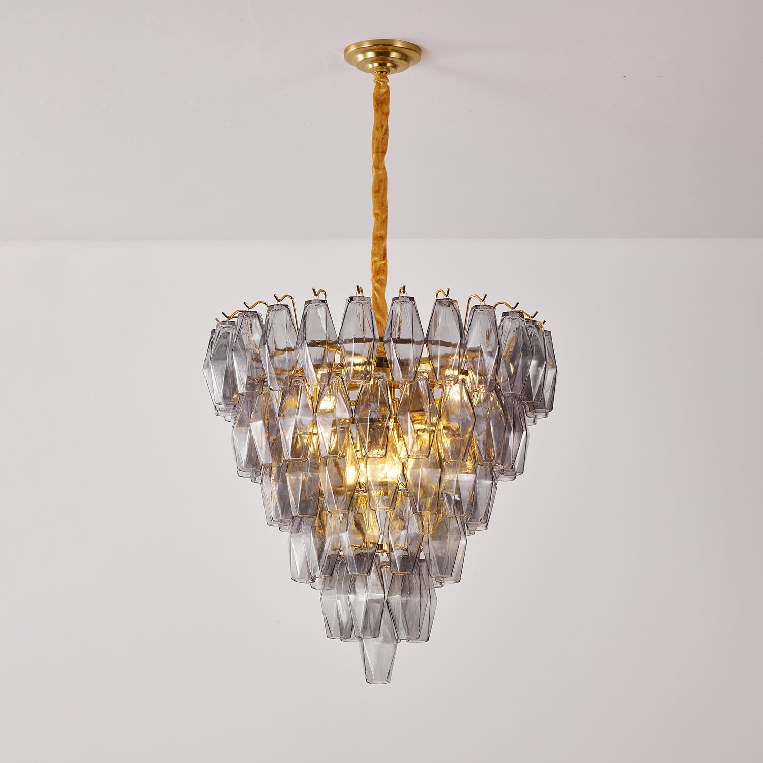 Aurora Chandelier Smoke Gray Inverted Crystal Prism - Letslighting