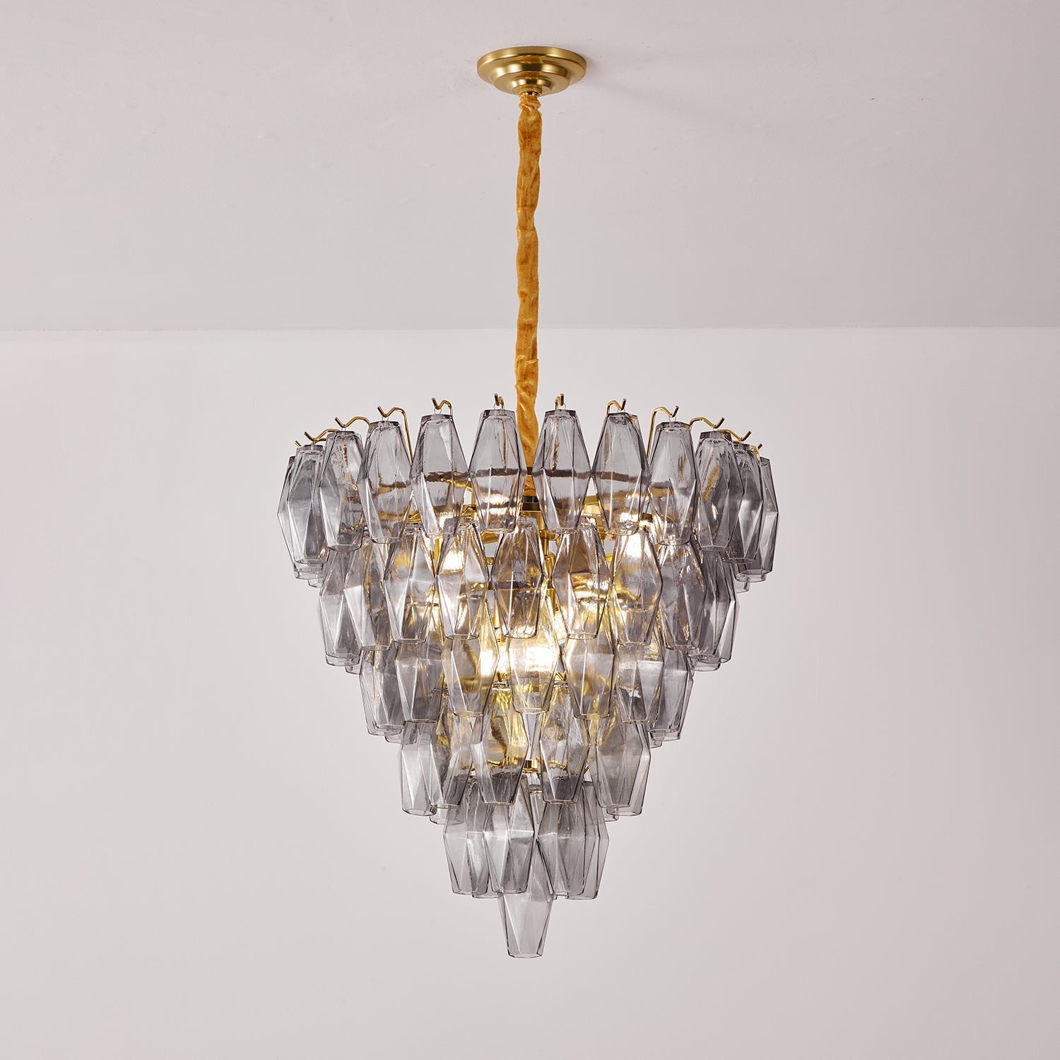 Aurora Chandelier Smoke Gray Inverted Crystal Prism - Letslighting