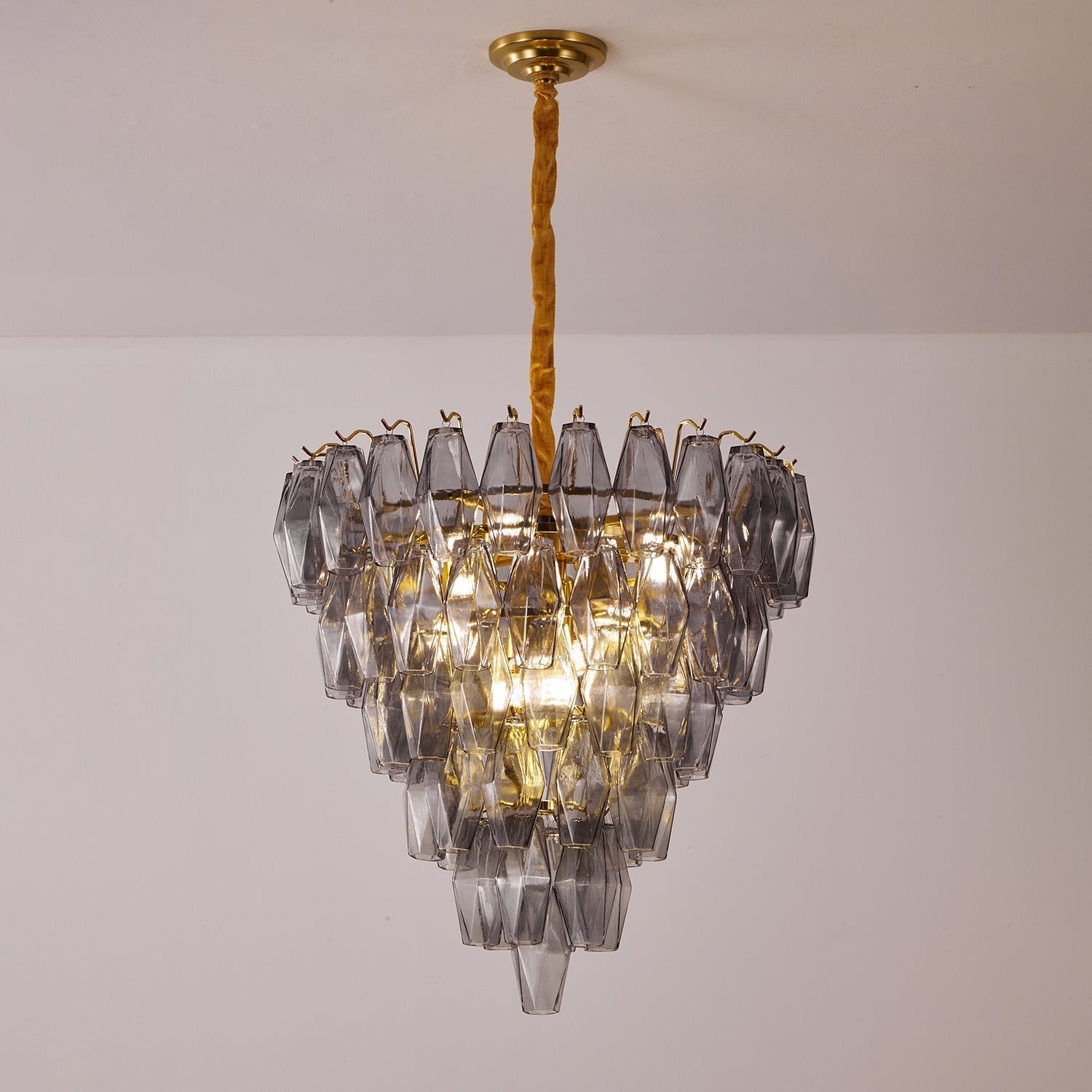 Aurora Chandelier Smoke Gray Inverted Crystal Prism - Letslighting