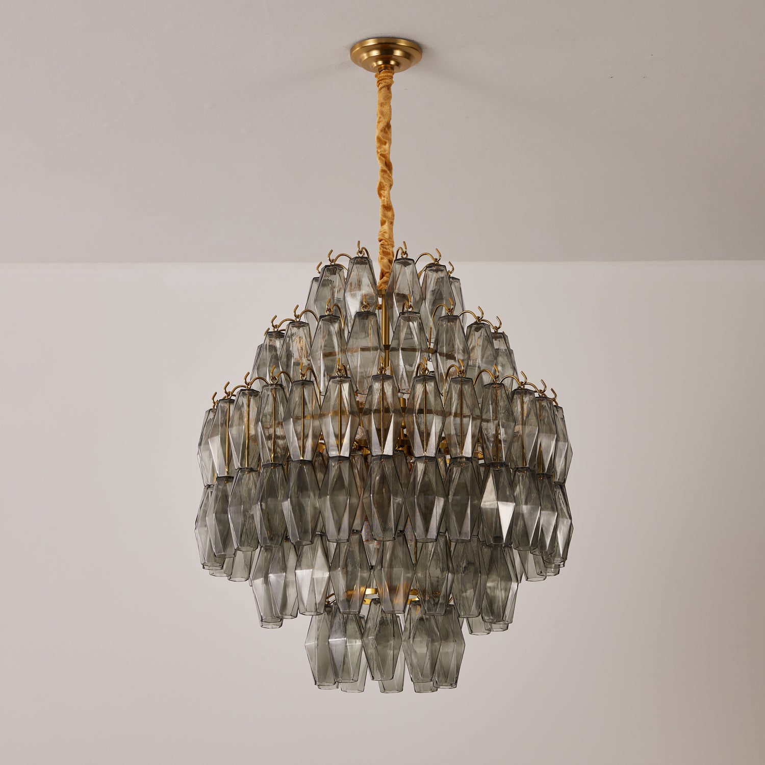 Aurora Chandelier Smoke Gray Prism Glass Layered - Letslighting
