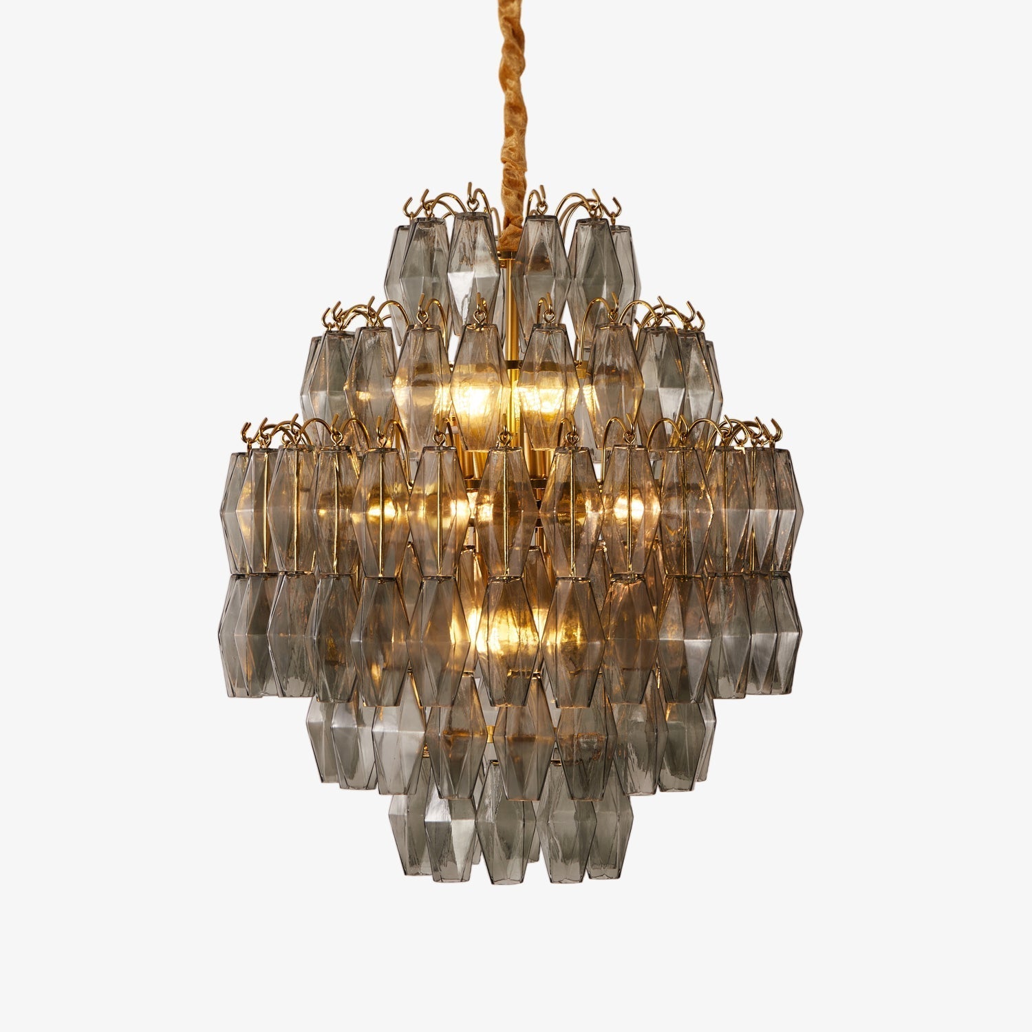 Aurora Chandelier Smoke Gray Prism Glass Layered - Letslighting