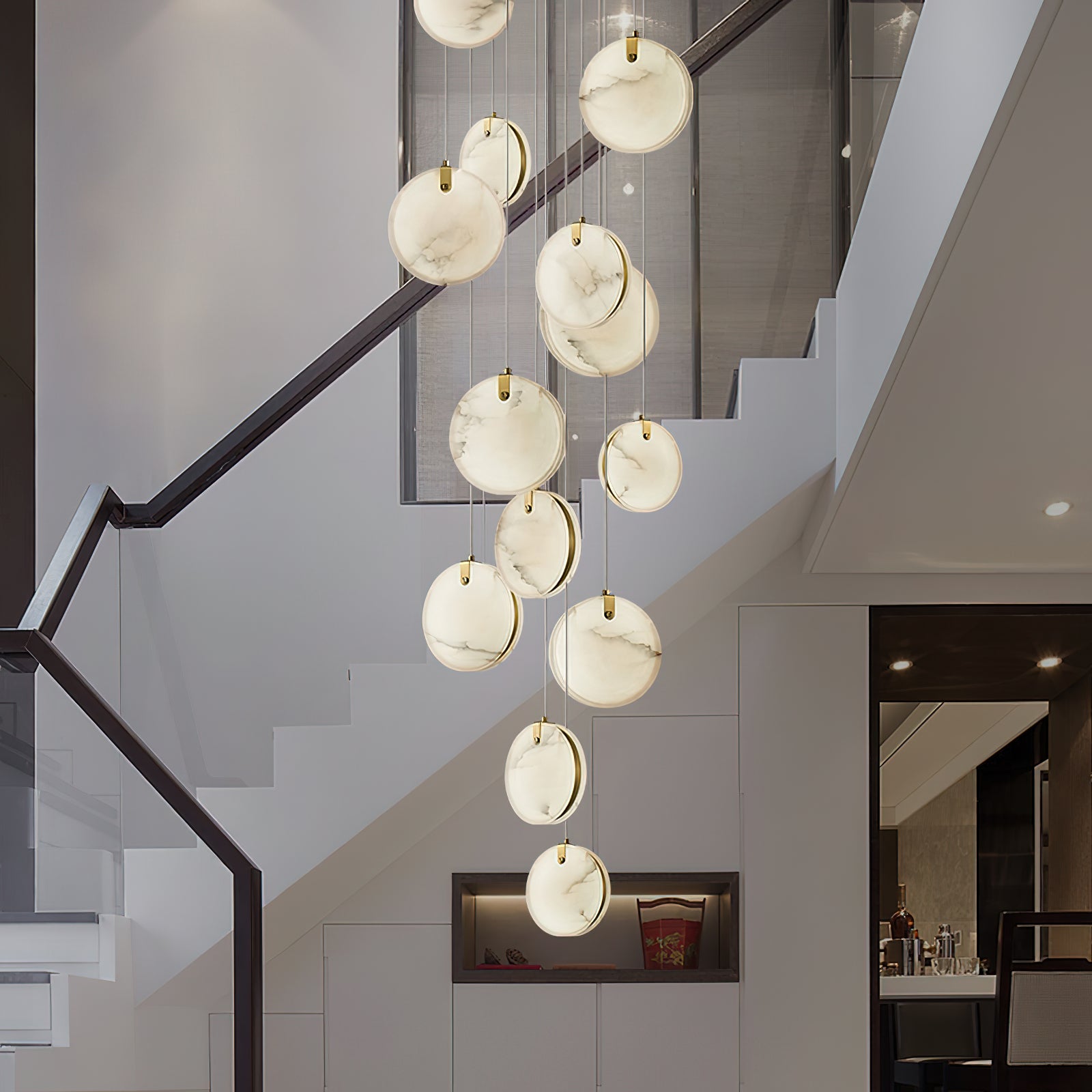 Utalionis Modern Minimalist Brass Alabaster Pendant Light - Lamp Copper