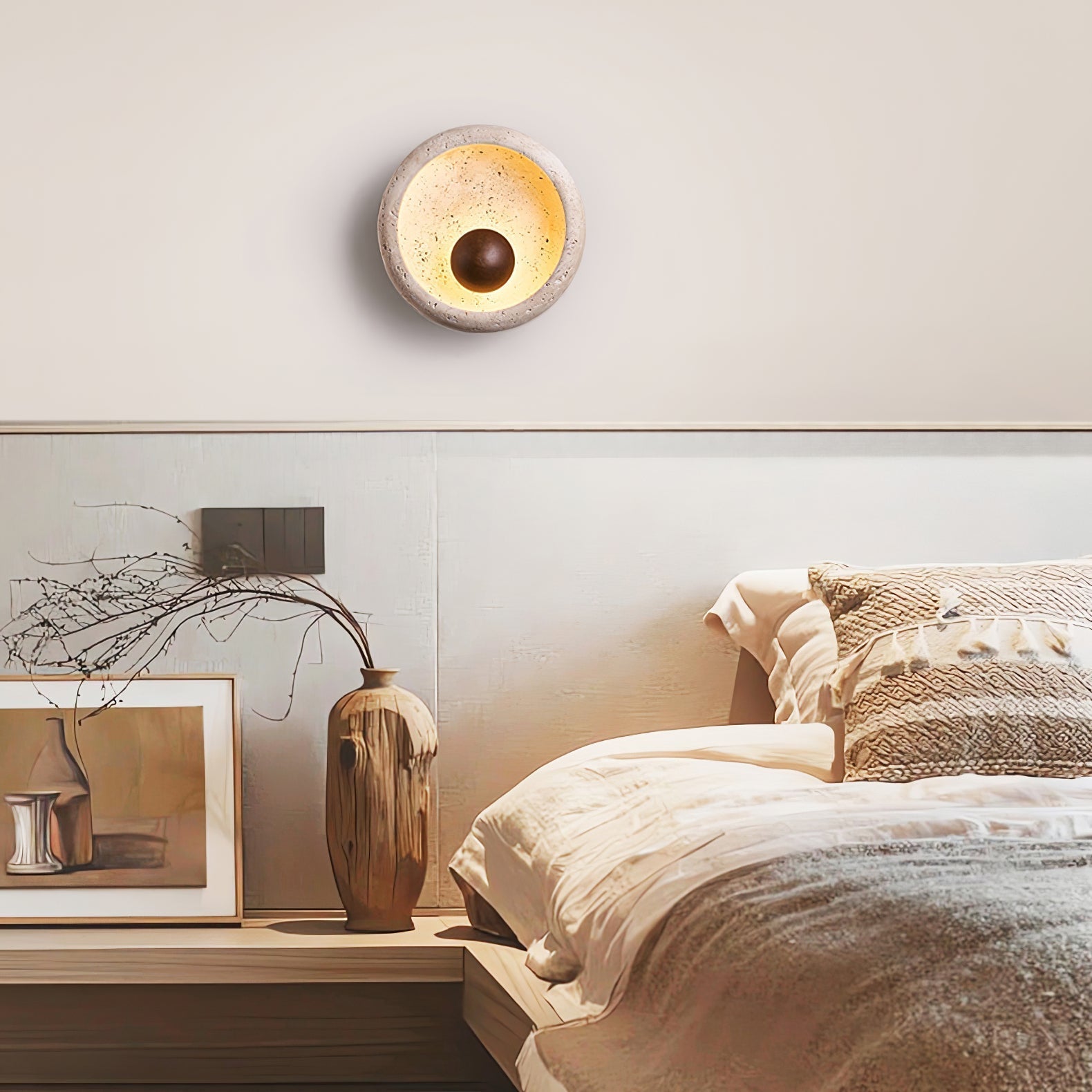 Covynila Orb-Shaped Travertine Wall Light - Letslighting