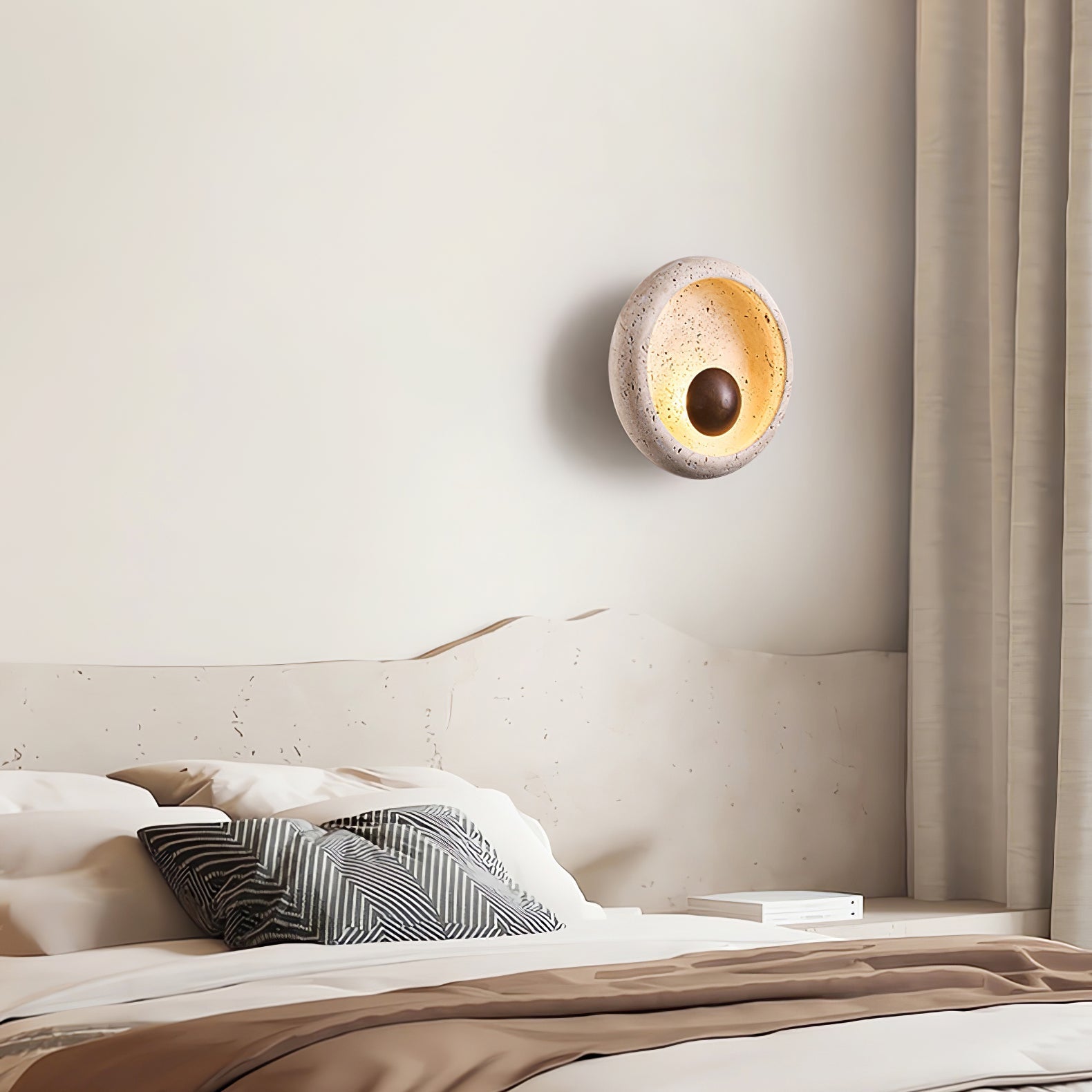 Covynila Orb-Shaped Travertine Wall Light - Letslighting