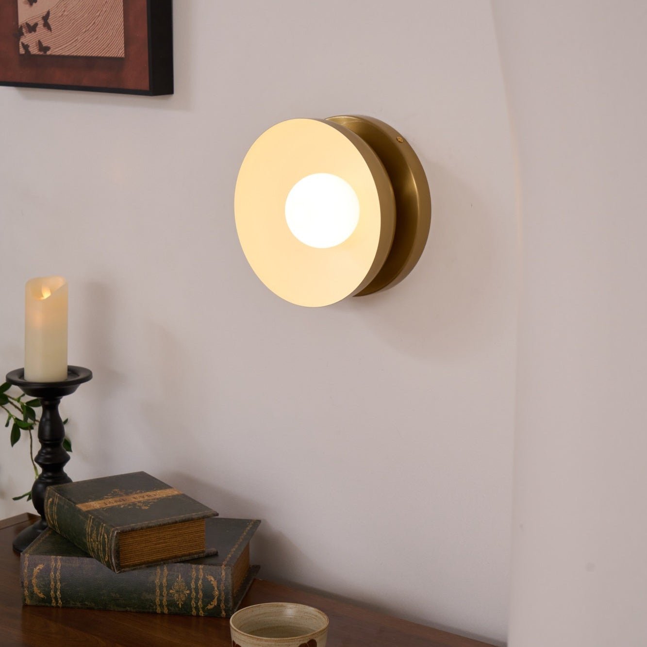 Vethaora Modern Minimalist Solar Eclipse Brass Glass Wall Light - Blowlighting