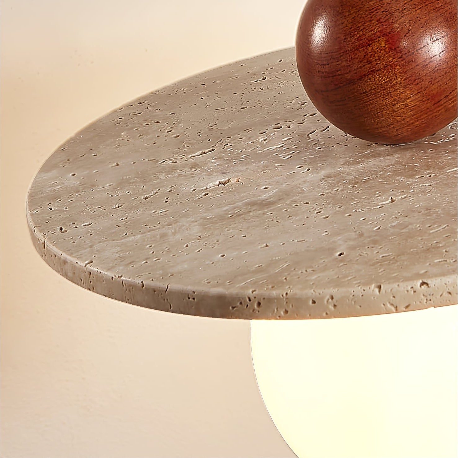 Solen Naturel Travertin Métal Suspension Lampe