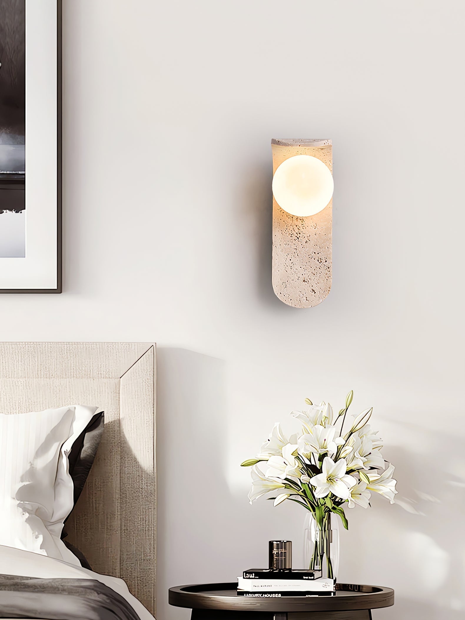 Cutalos Sconce-Frame Travertine Wall Light - Letslighting