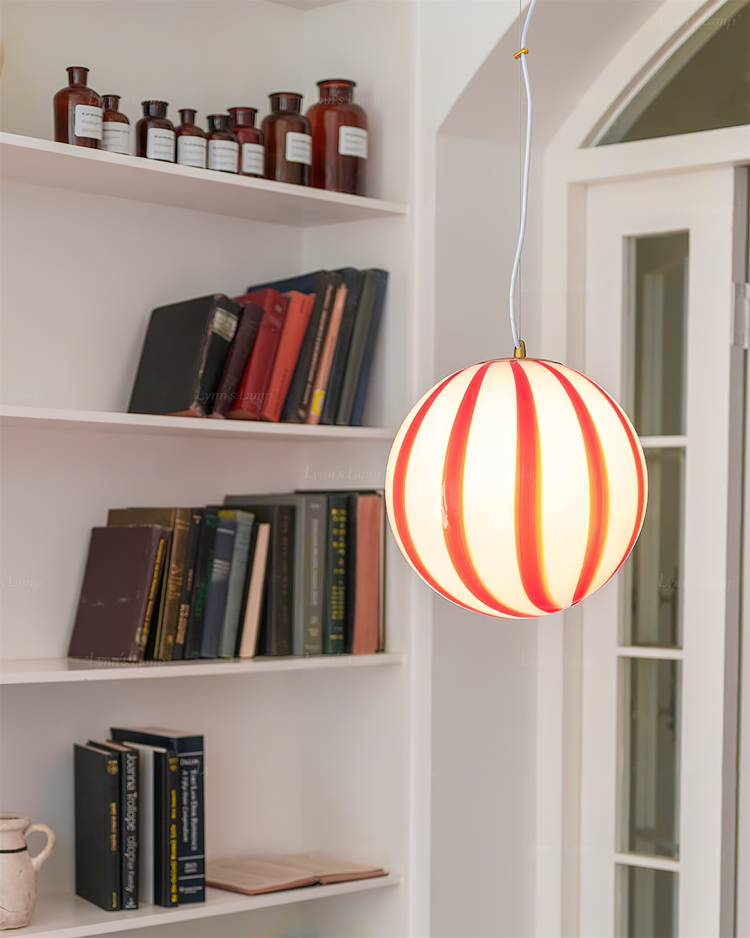 Aira Cute Red Stripes Plug In Pendant Light - Letslighting