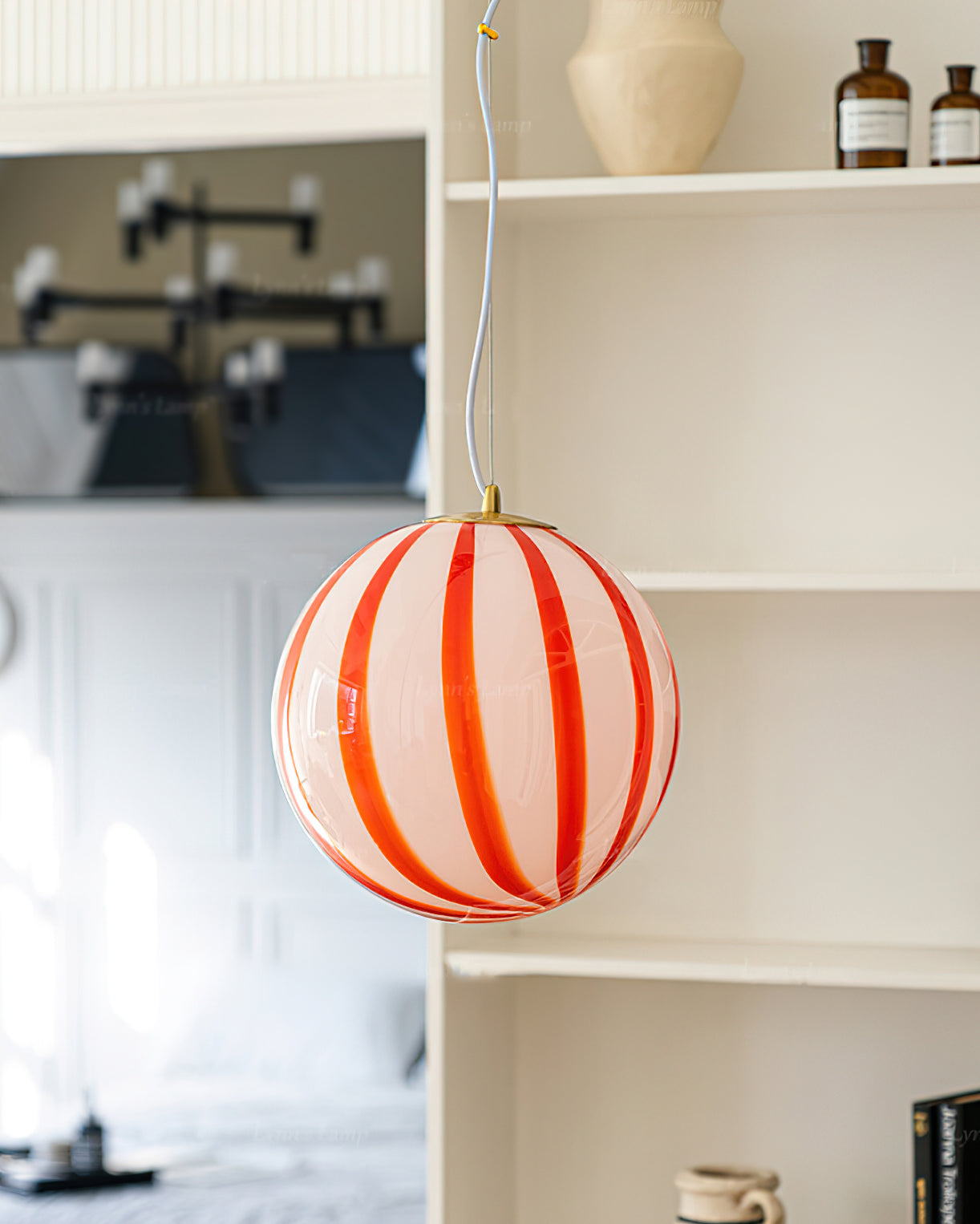 Aira Cute Red Stripes Plug In Pendant Light - Letslighting