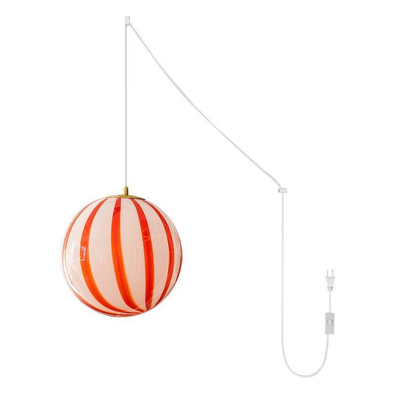 Aira Cute Red Stripes Plug In Pendant Light - Letslighting