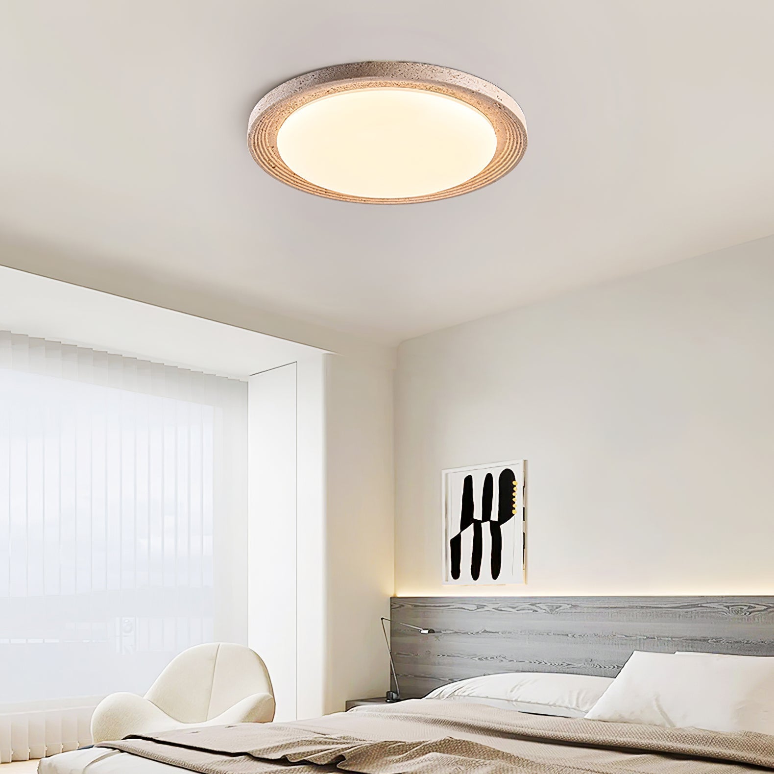 Olphaan Ringed Travertine Ceiling Light - Letslighting