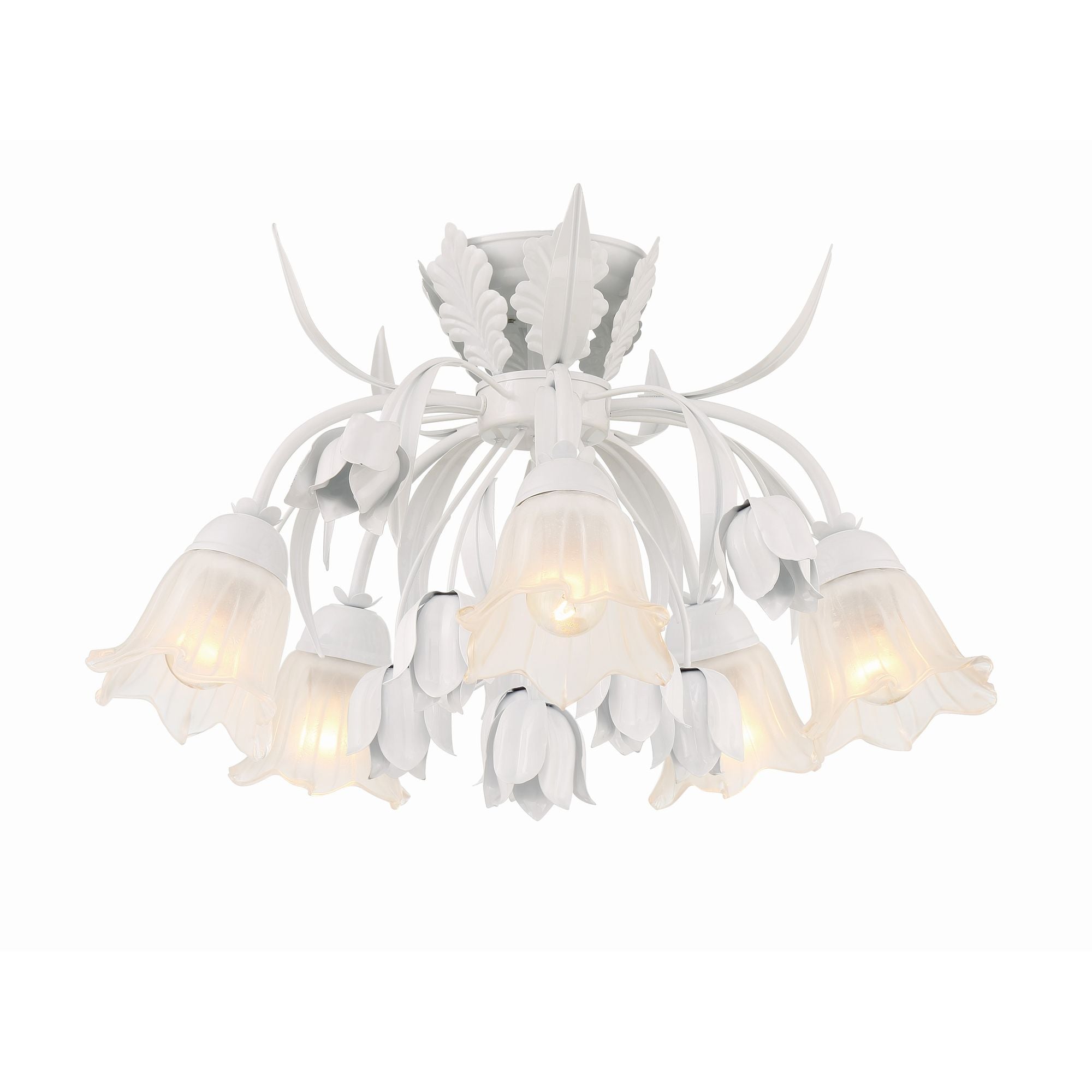 Veshael Elegance Art Sage Rose Glass Ceiling Lamp - Lamp Copper