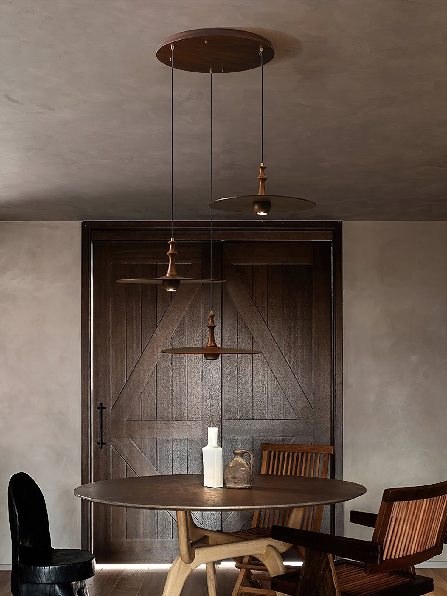 Syrinyra Sculptural Wood Disc Pendant Light - Blowlighting