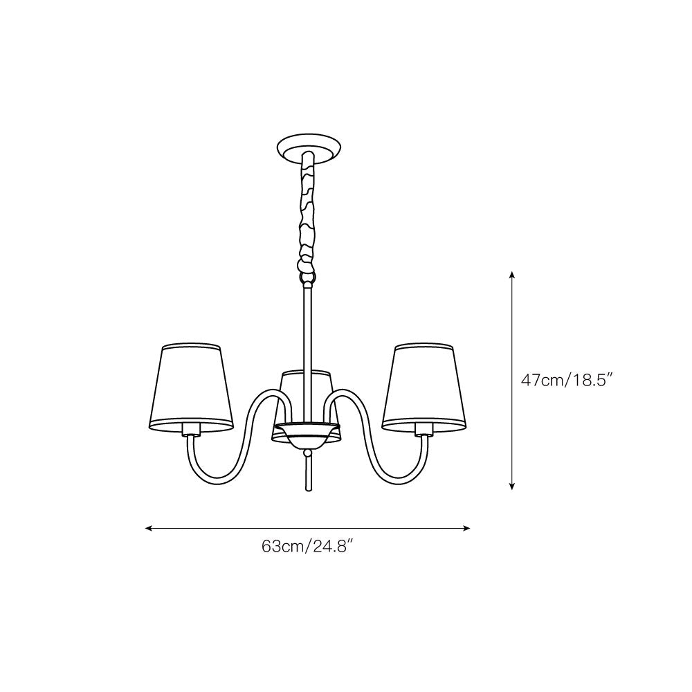 Aged Traditional Stacey Fabric Chandelier - Lamp Copper
