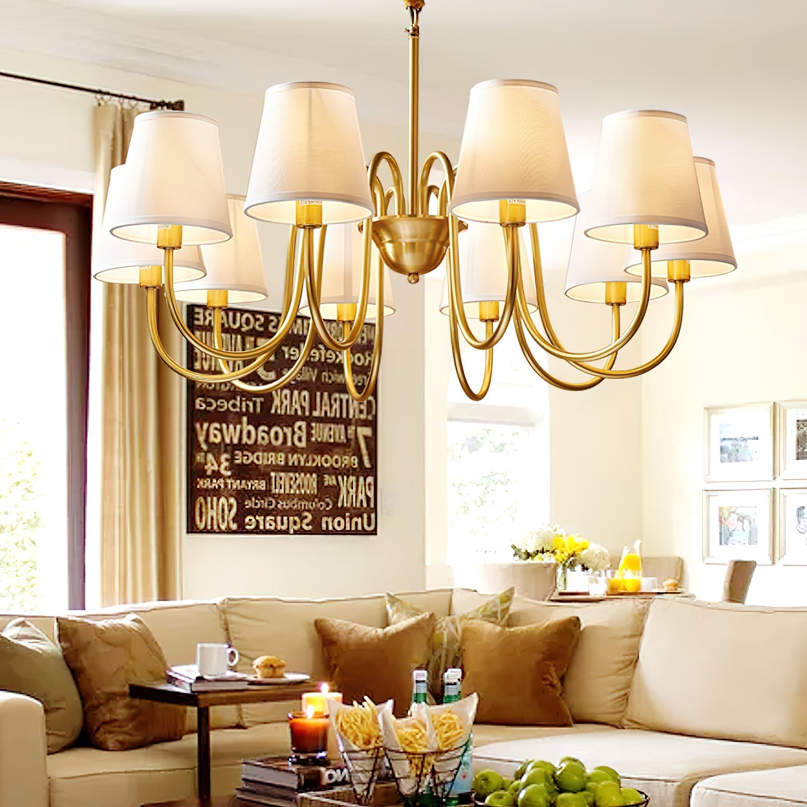Aged Traditional Stacey Fabric Chandelier - Lamp Copper
