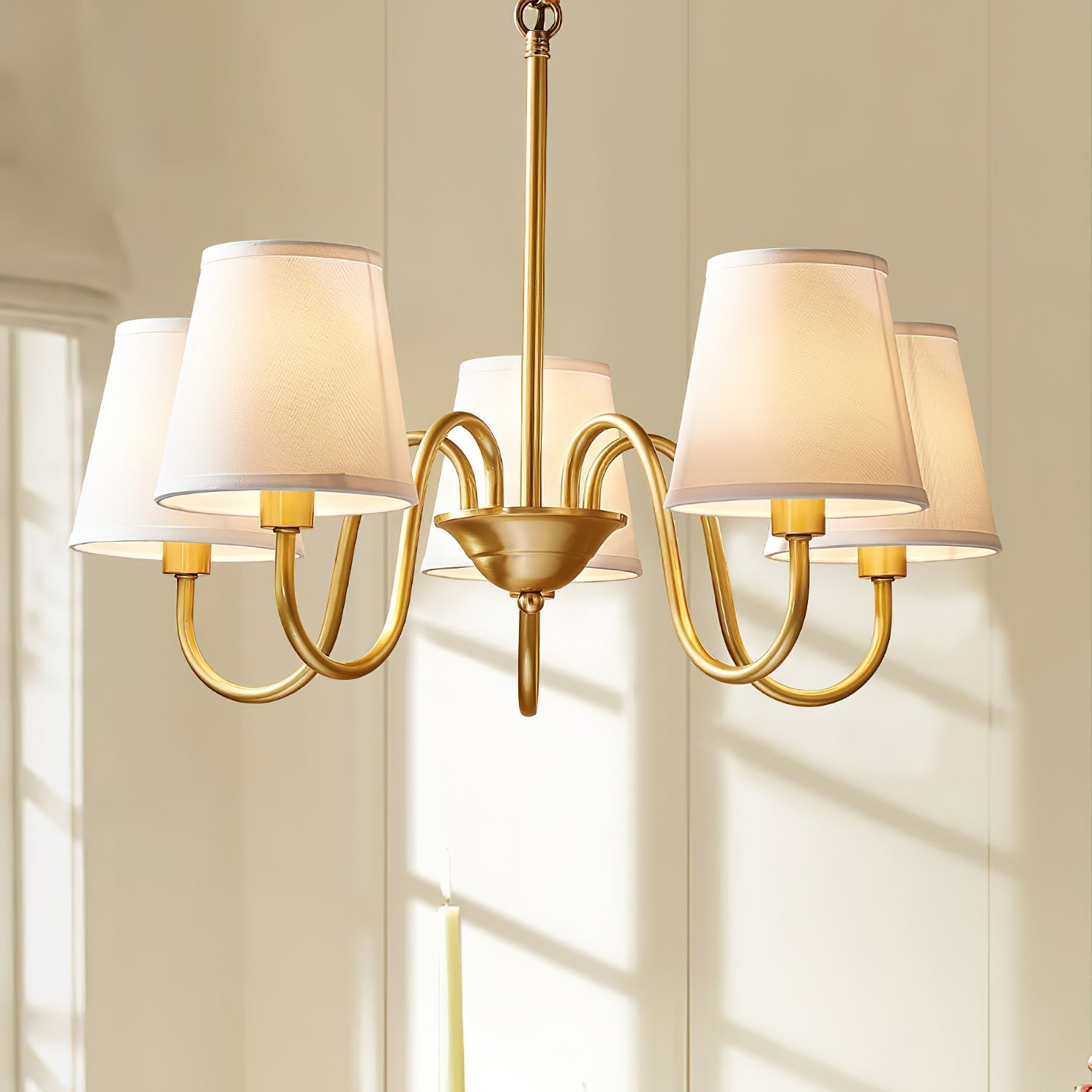 Aged Traditional Stacey Fabric Chandelier - Lamp Copper