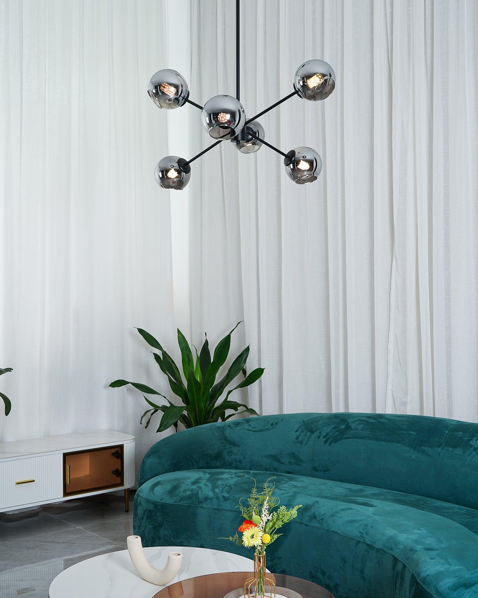 Solara Chandelier Staggered Glass 6-Light - Letslighting