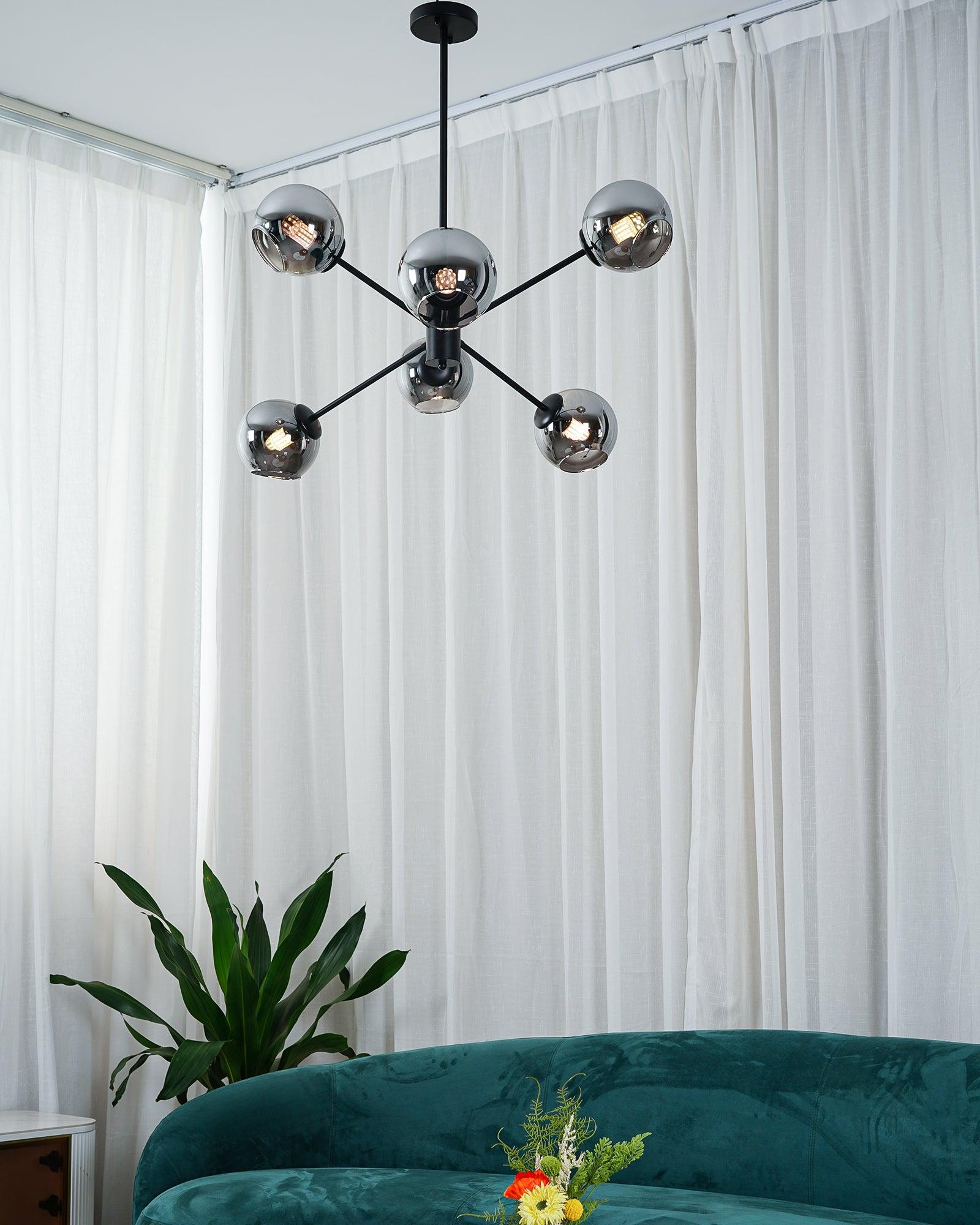 Solara Chandelier Staggered Glass 6-Light - Letslighting