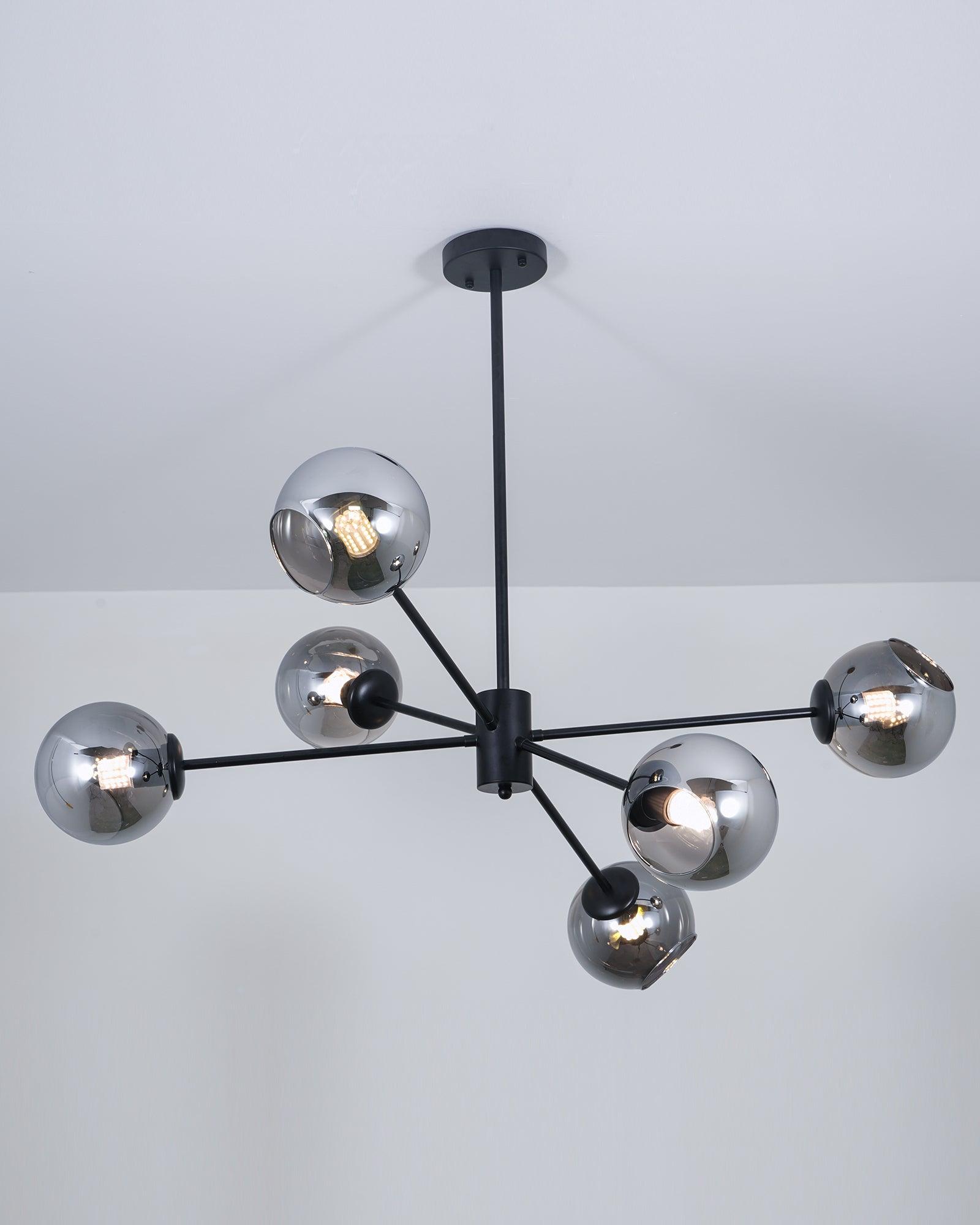 Solara Chandelier Staggered Glass 6-Light - Letslighting