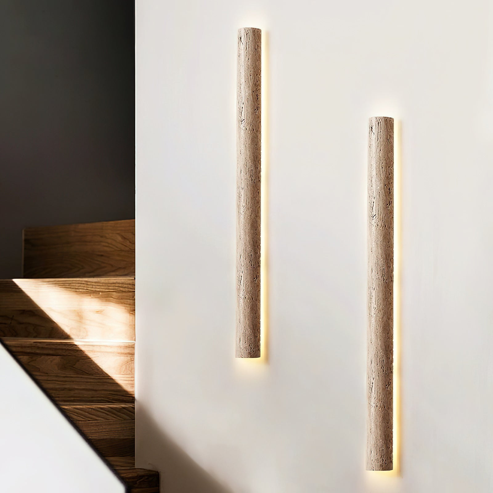 Zemara Modern Minimalist Lange Travertine Wall Sconce Wall Lamp - Lamp Copper