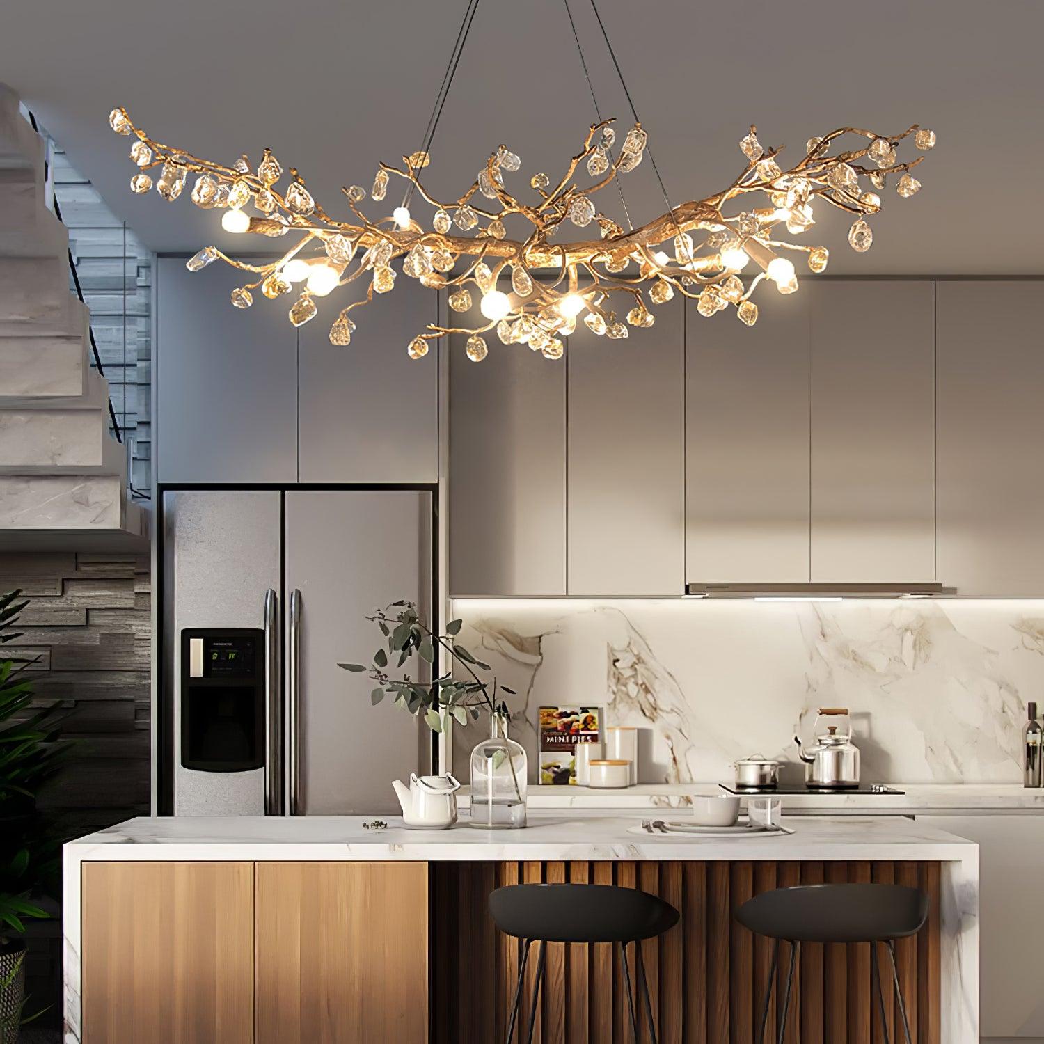 Arborea Brass Branch Crystal Chandelier - Blowlighting