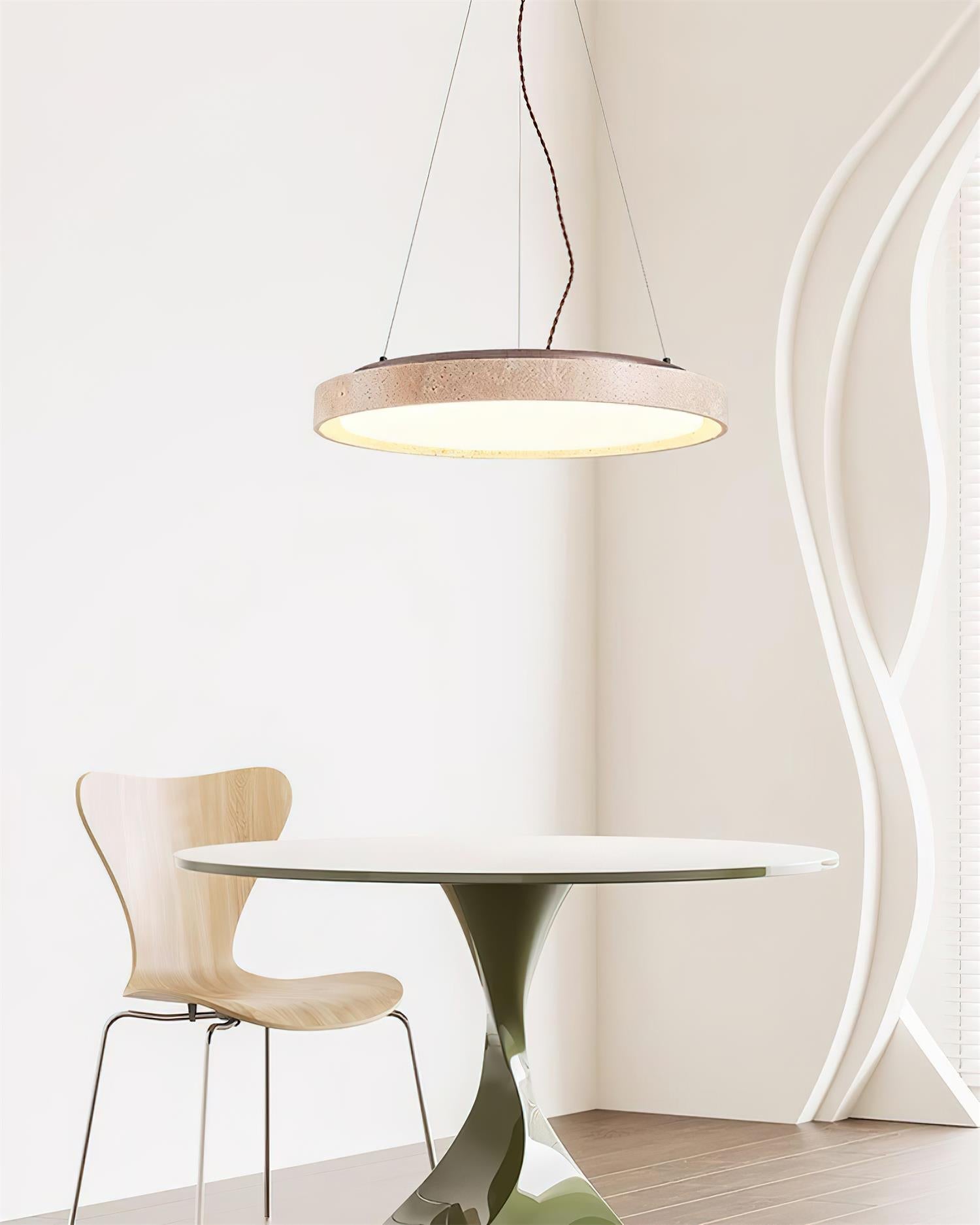 Ritta Pendant Light Travertine Ring - Letslighting