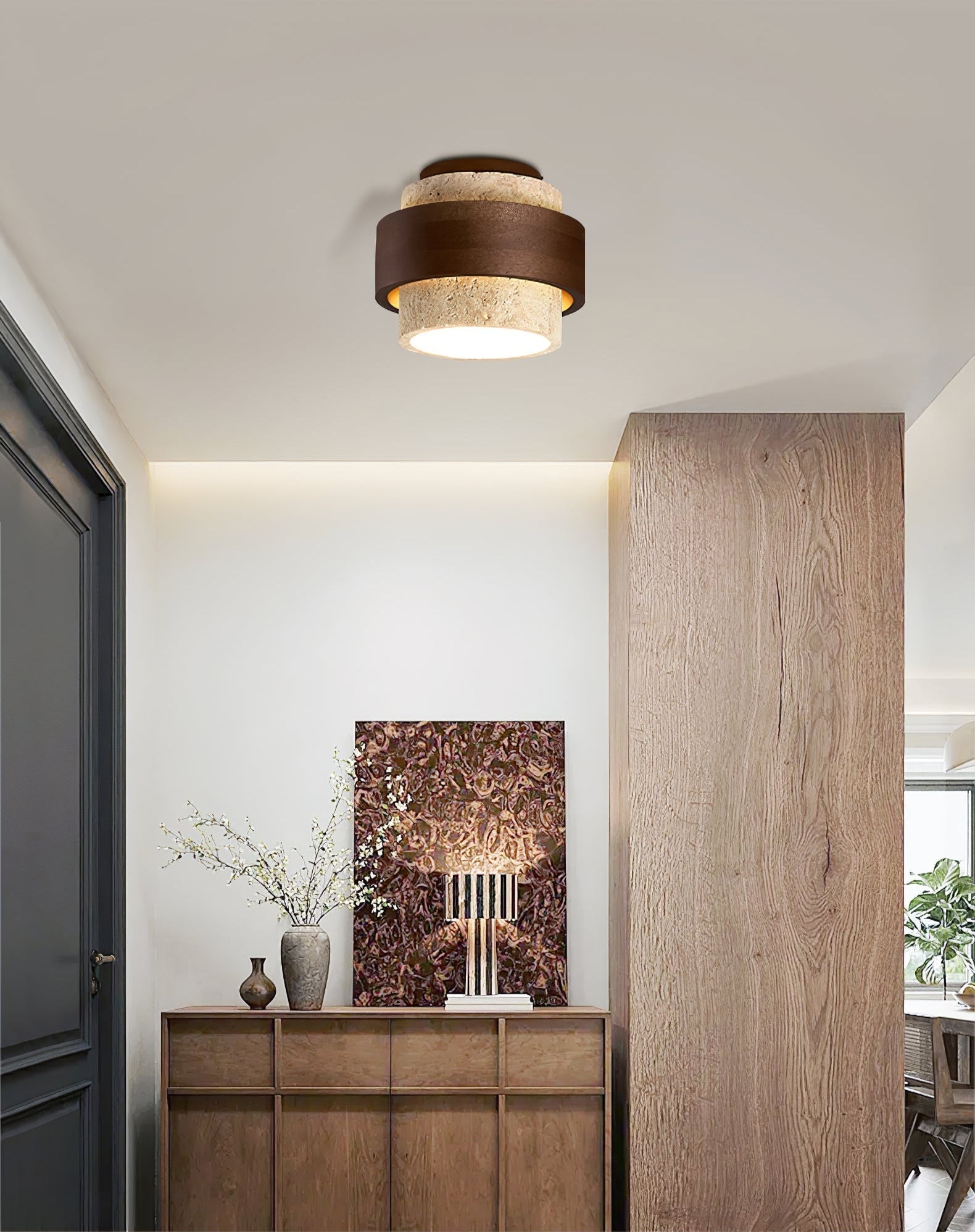 Eltalor Layered Ring Travertine Ceiling Light - Letslighting