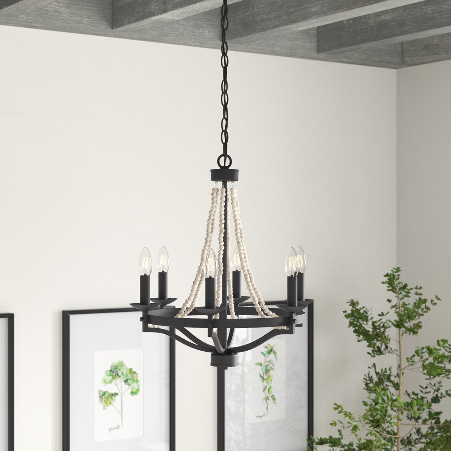 Isoren Vintage Industrial Wooden Metal Chandelier - Lamp Copper