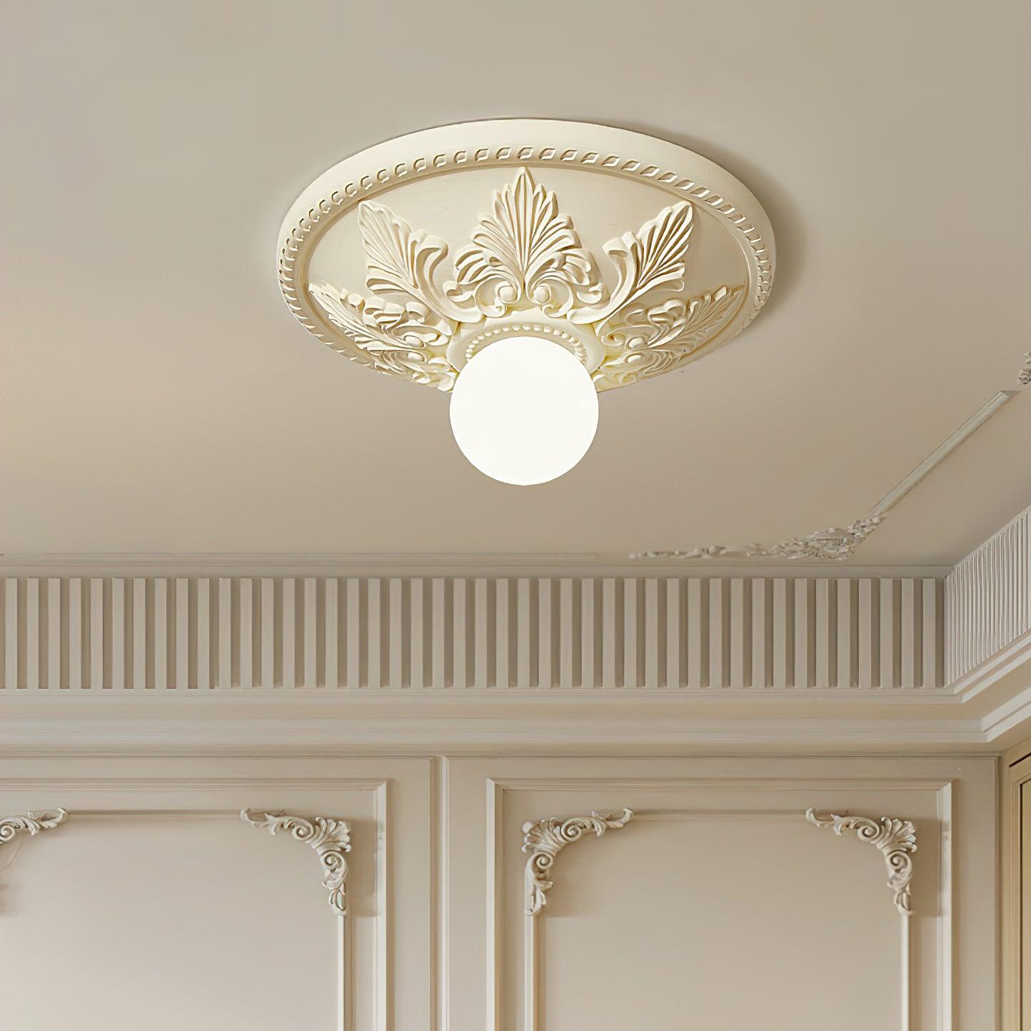 Ceiling Light Resin Canopy Glass Globe Classic Ornate - Letslighting