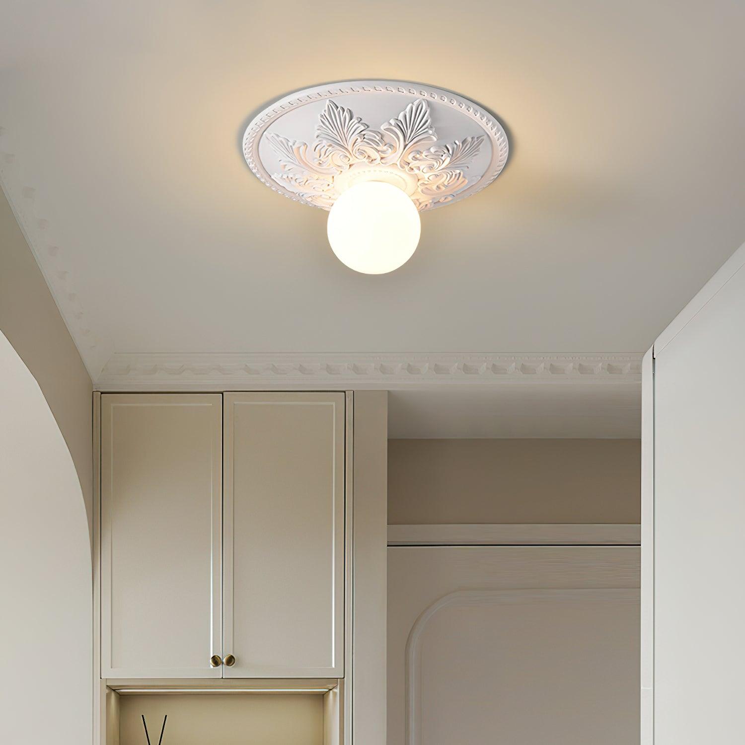 Ceiling Light Resin Canopy Glass Globe Classic Ornate - Letslighting
