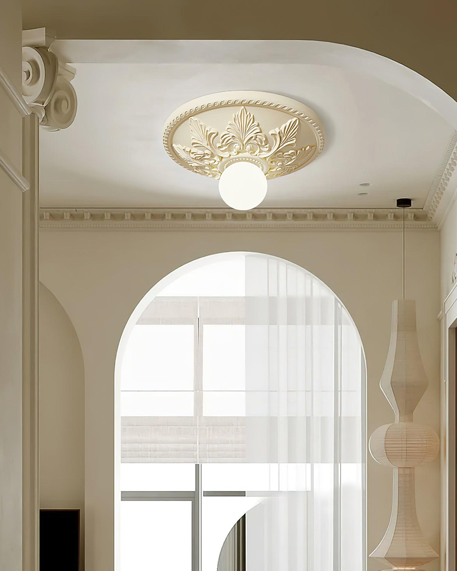 Ceiling Light Resin Canopy Glass Globe Classic Ornate - Letslighting