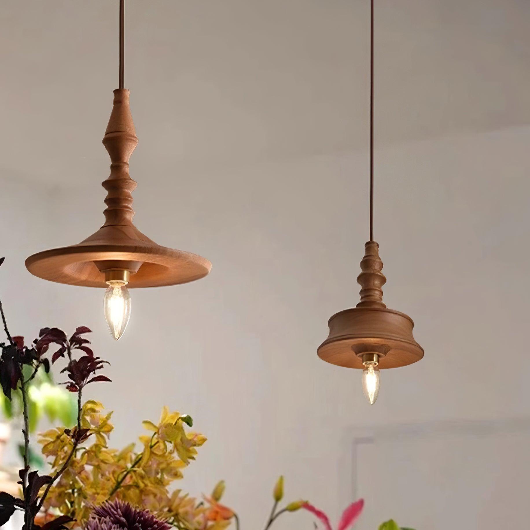 Pendant Lamp Wood Walnut Shade Modern Minimalist Cozy Warm - Letslighting