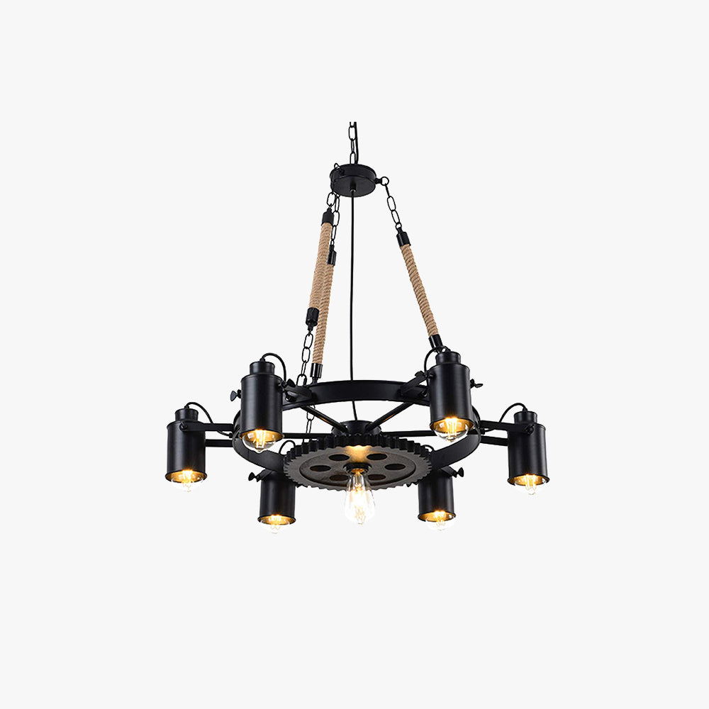 Epoch Suspension LED Industrielle Métal Noir/Corde Café/Bar