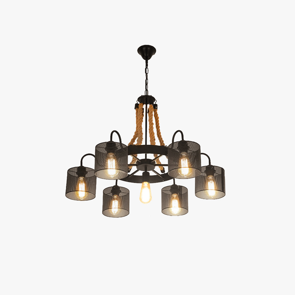 Epoch Suspension LED Vintage Corde Noire/Métal Salon