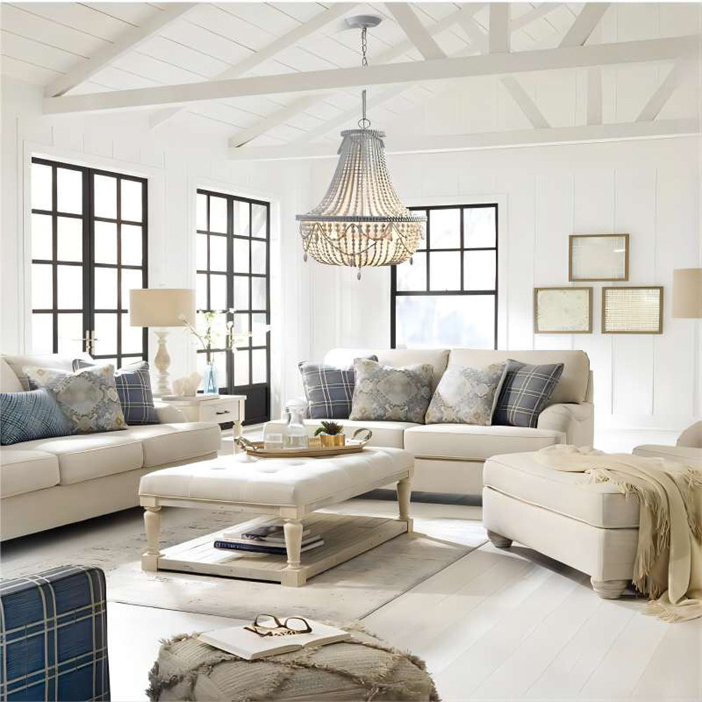 Silva Suspension Irrégulière Vintage Luxe, Métal/Bois, Vieux Blanc, Salon