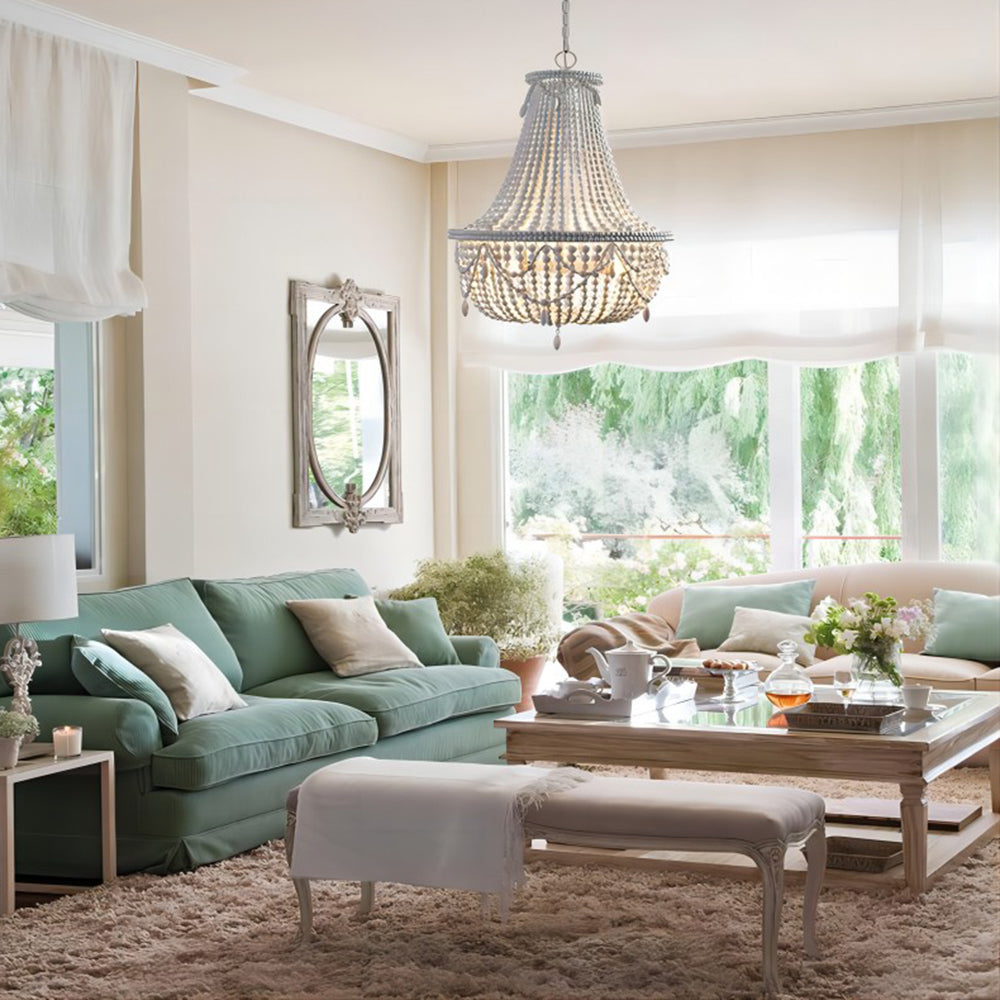 Silva Suspension Irrégulière Vintage Luxe, Métal/Bois, Vieux Blanc, Salon