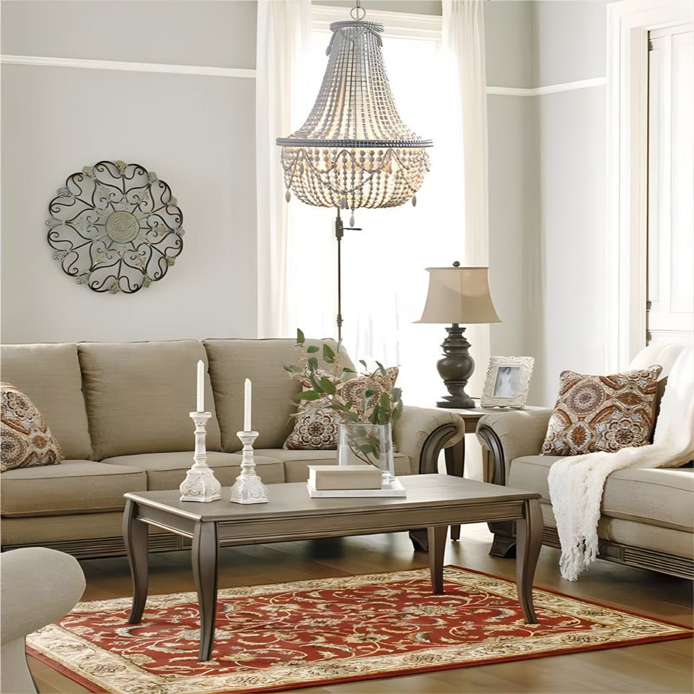 Silva Suspension Irrégulière Vintage Luxe, Métal/Bois, Vieux Blanc, Salon