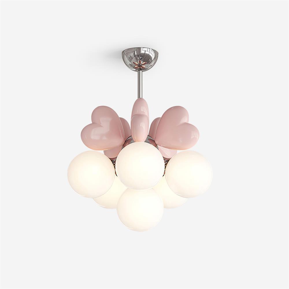 Chandelier Heart Accents Globe Shades Playful Modern Kids Room - Letslighting