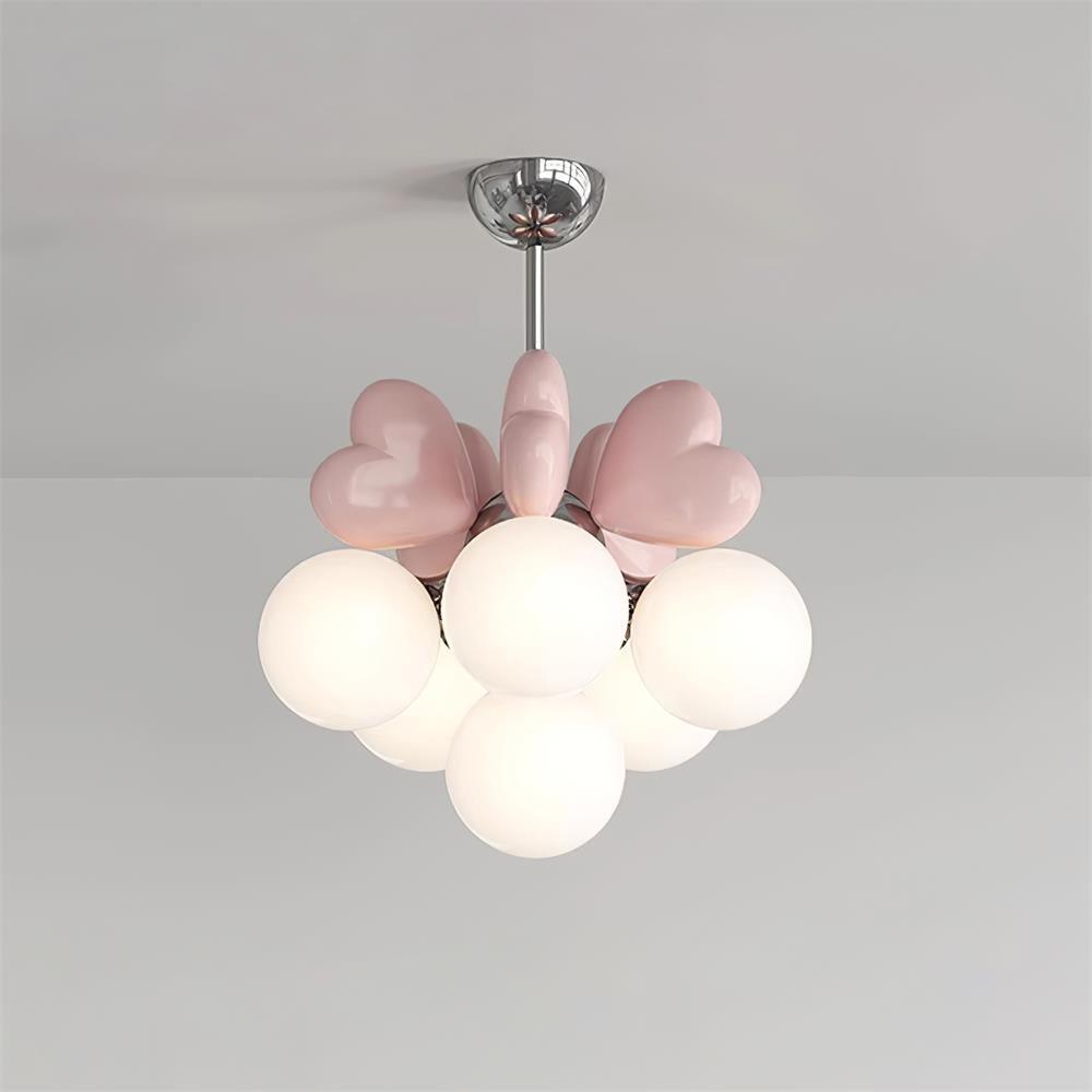 Chandelier Heart Accents Globe Shades Playful Modern Kids Room - Letslighting