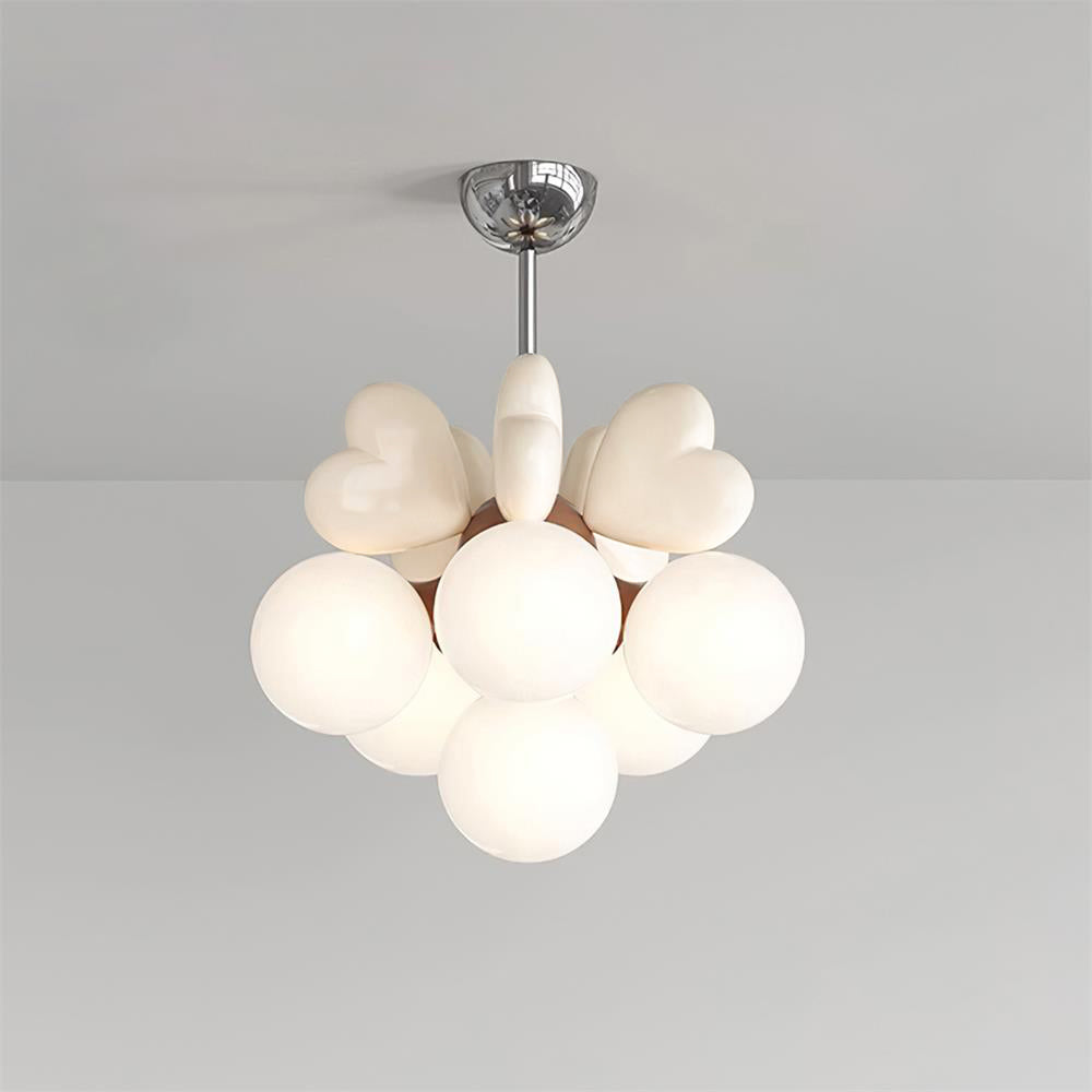 Chandelier Heart Accents Globe Shades Playful Modern Kids Room - Letslighting