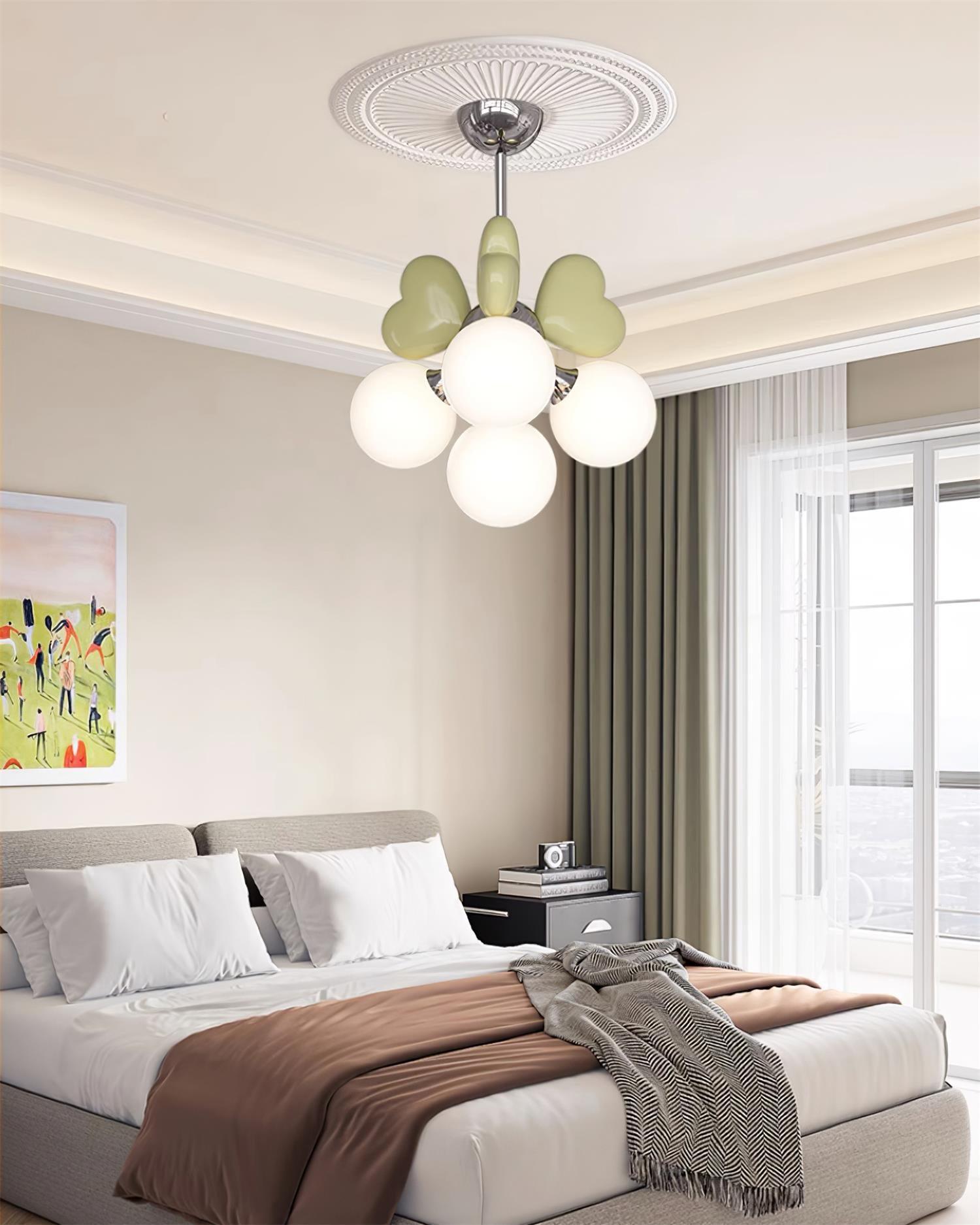 Chandelier Heart Accents Globe Shades Playful Modern Kids Room - Letslighting