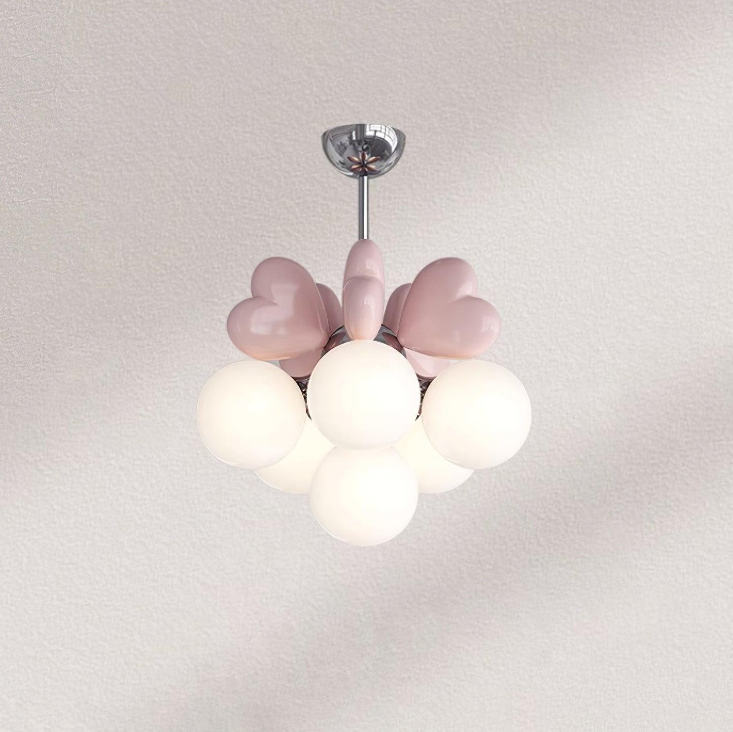 Chandelier Heart Accents Globe Shades Playful Modern Kids Room - Letslighting