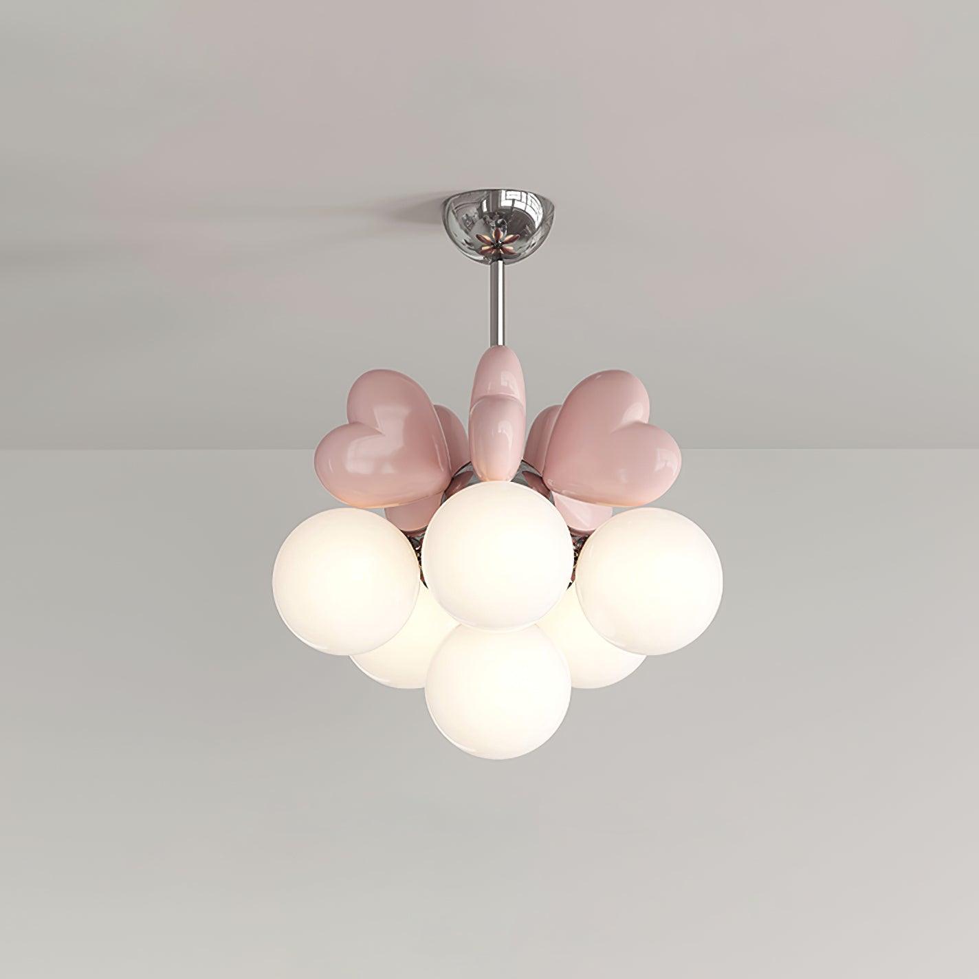 Chandelier Heart Accents Globe Shades Playful Modern Kids Room - Letslighting
