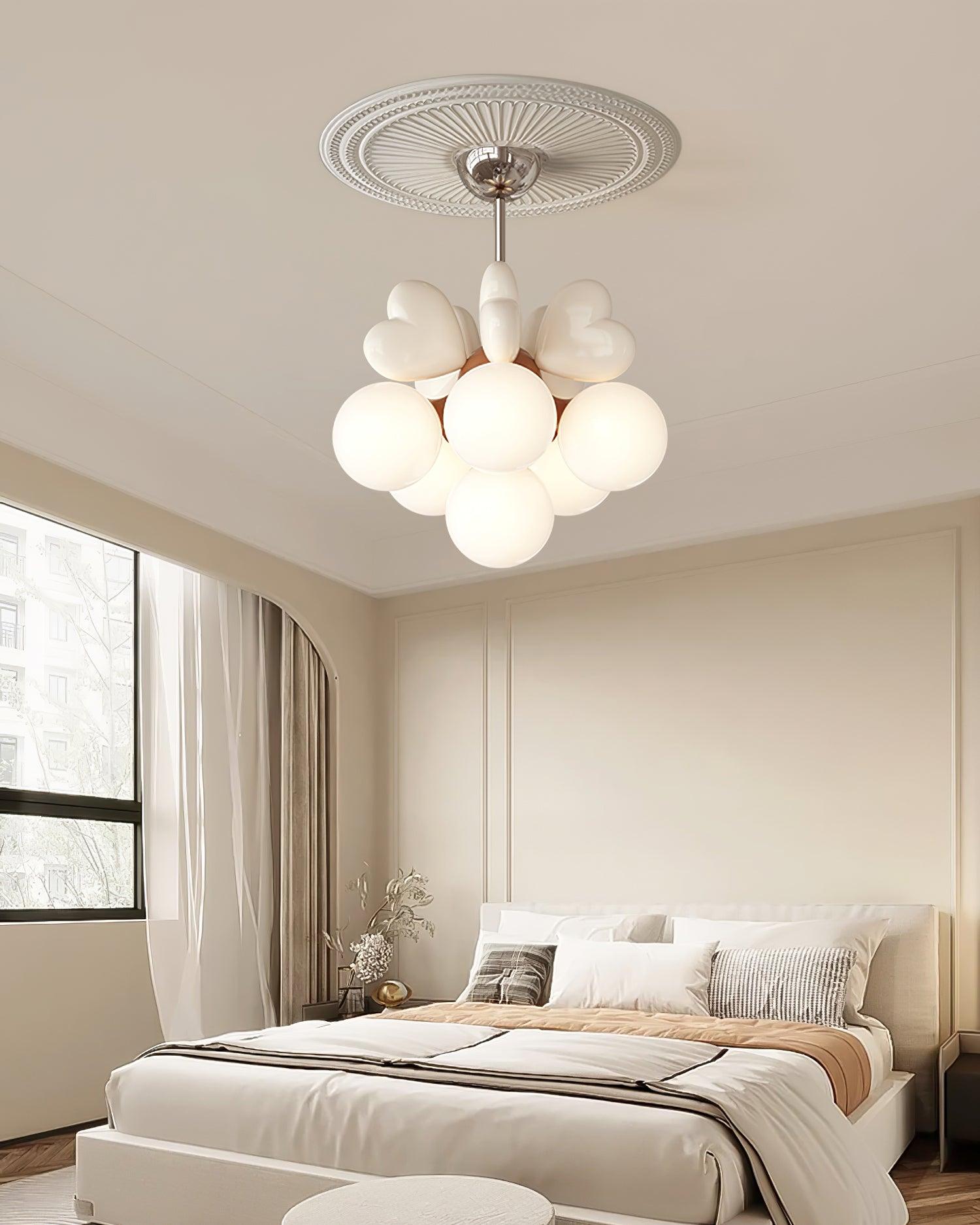 Chandelier Heart Accents Globe Shades Playful Modern Kids Room - Letslighting