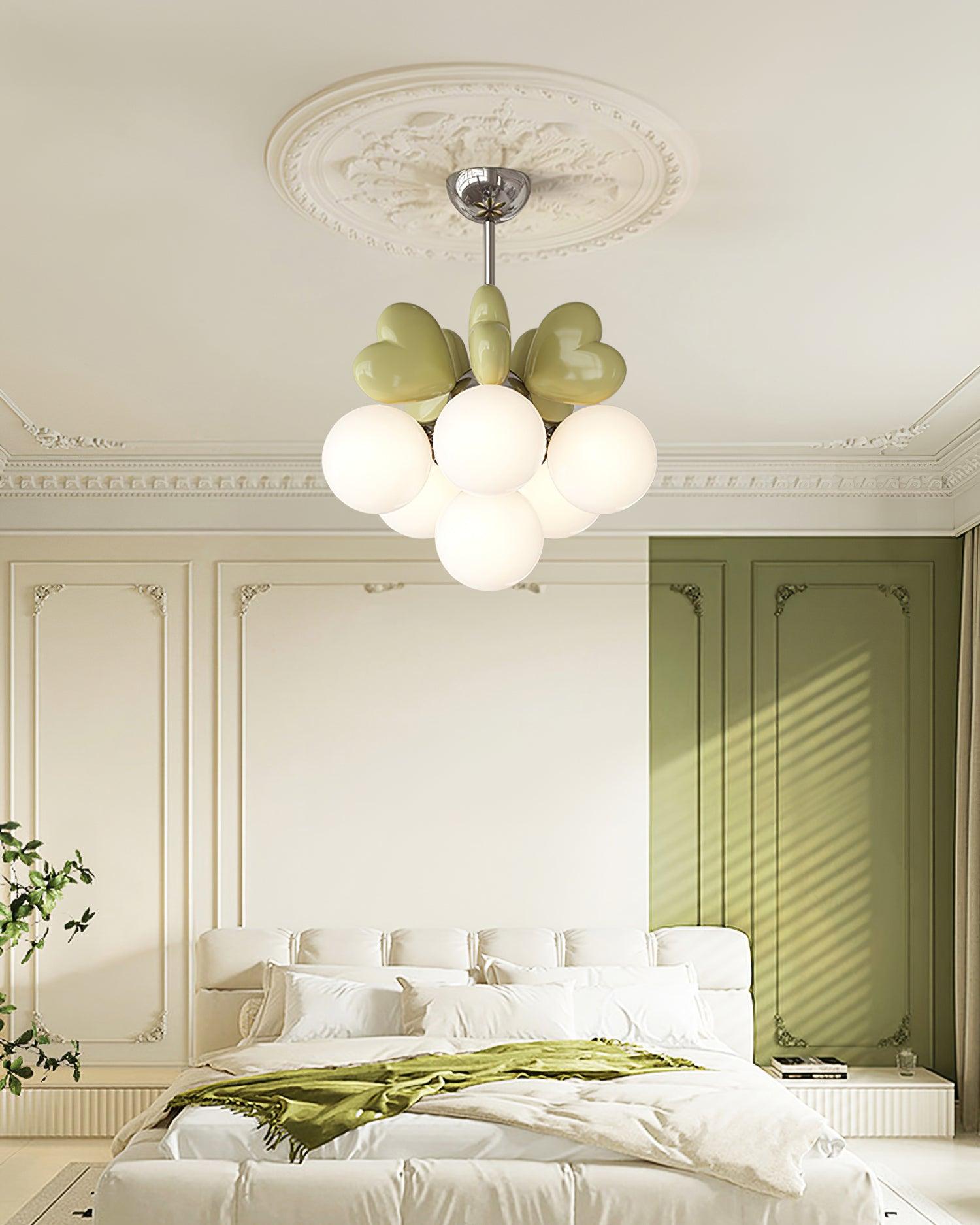 Chandelier Heart Accents Globe Shades Playful Modern Kids Room - Letslighting