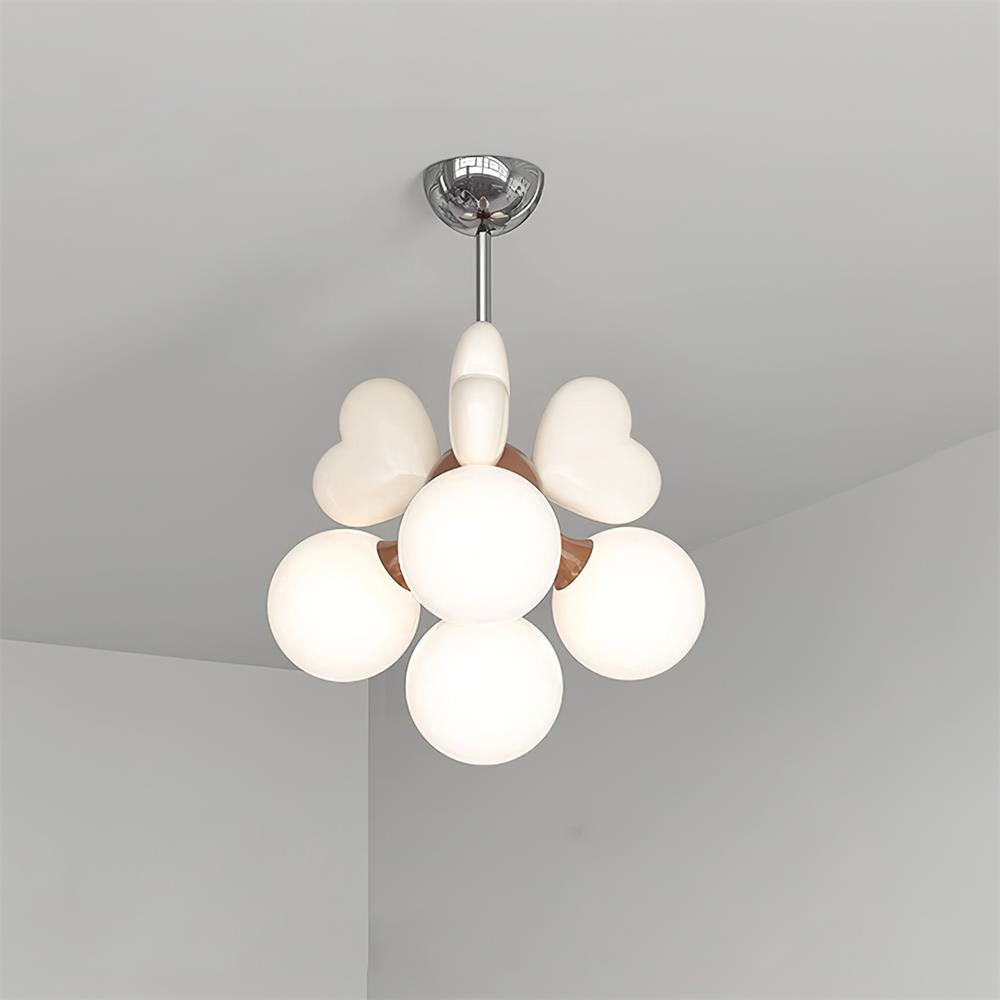 Chandelier Heart Accents Globe Shades Playful Modern Kids Room - Letslighting