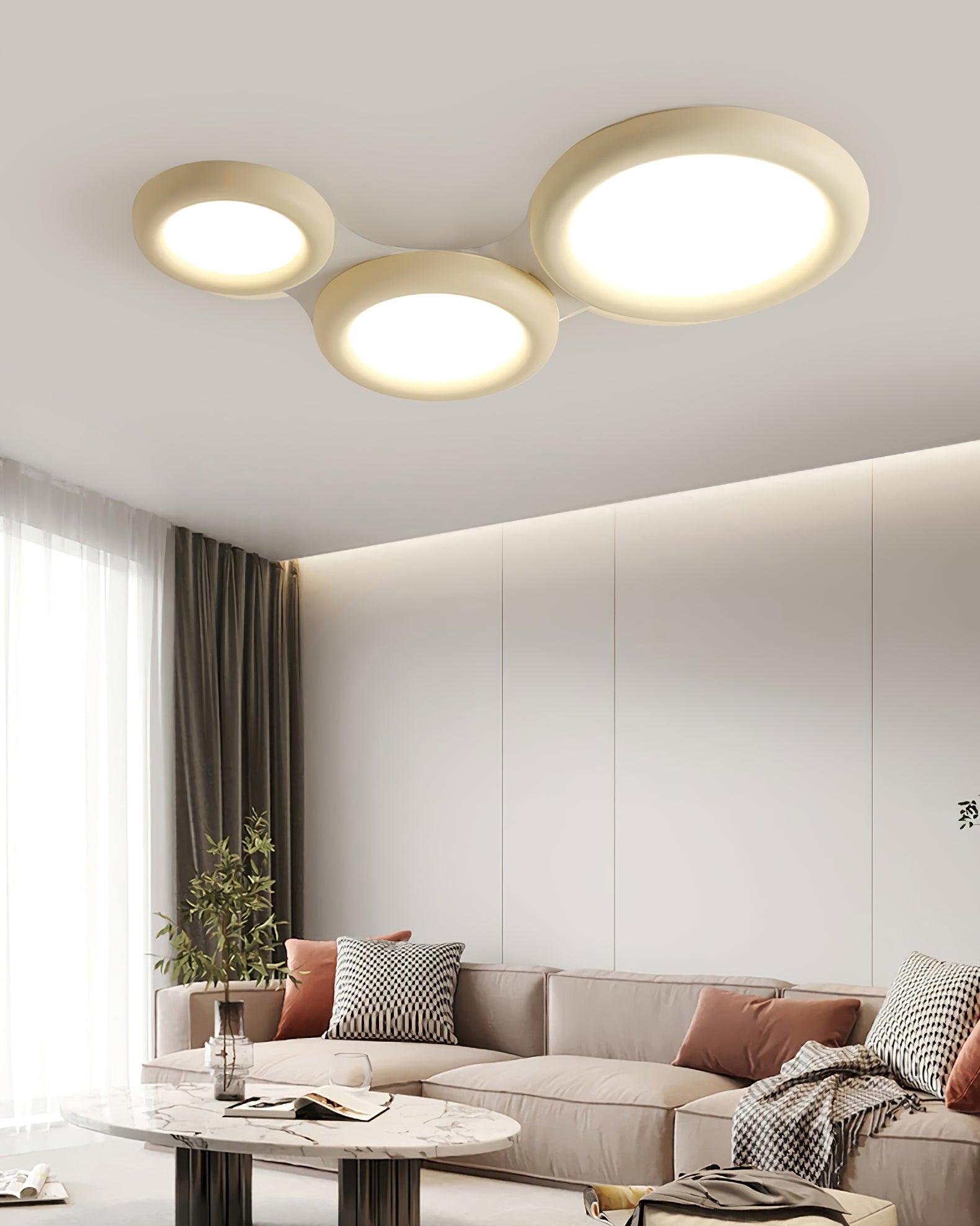 Ceiling Light Beige Flush Mount with Acrylic Canopy Minimalist - Letslighting